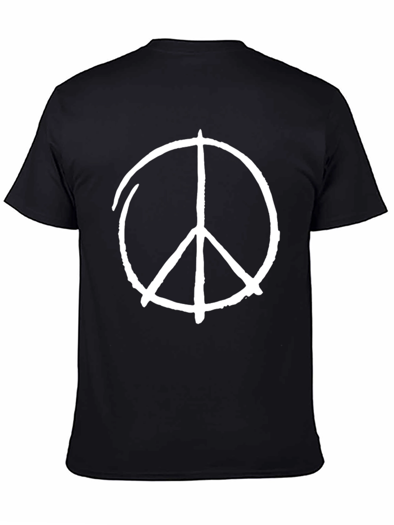 Peace Sign Graphic Tee - Black Cotton Casual T-Shirt