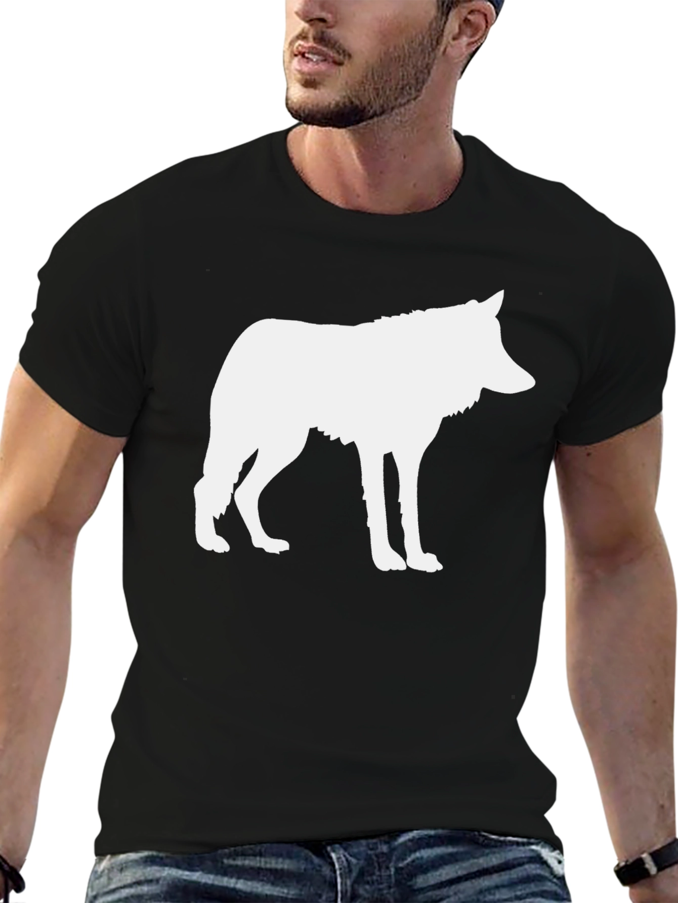 Black Wolf Silhouette Graphic T-Shirt