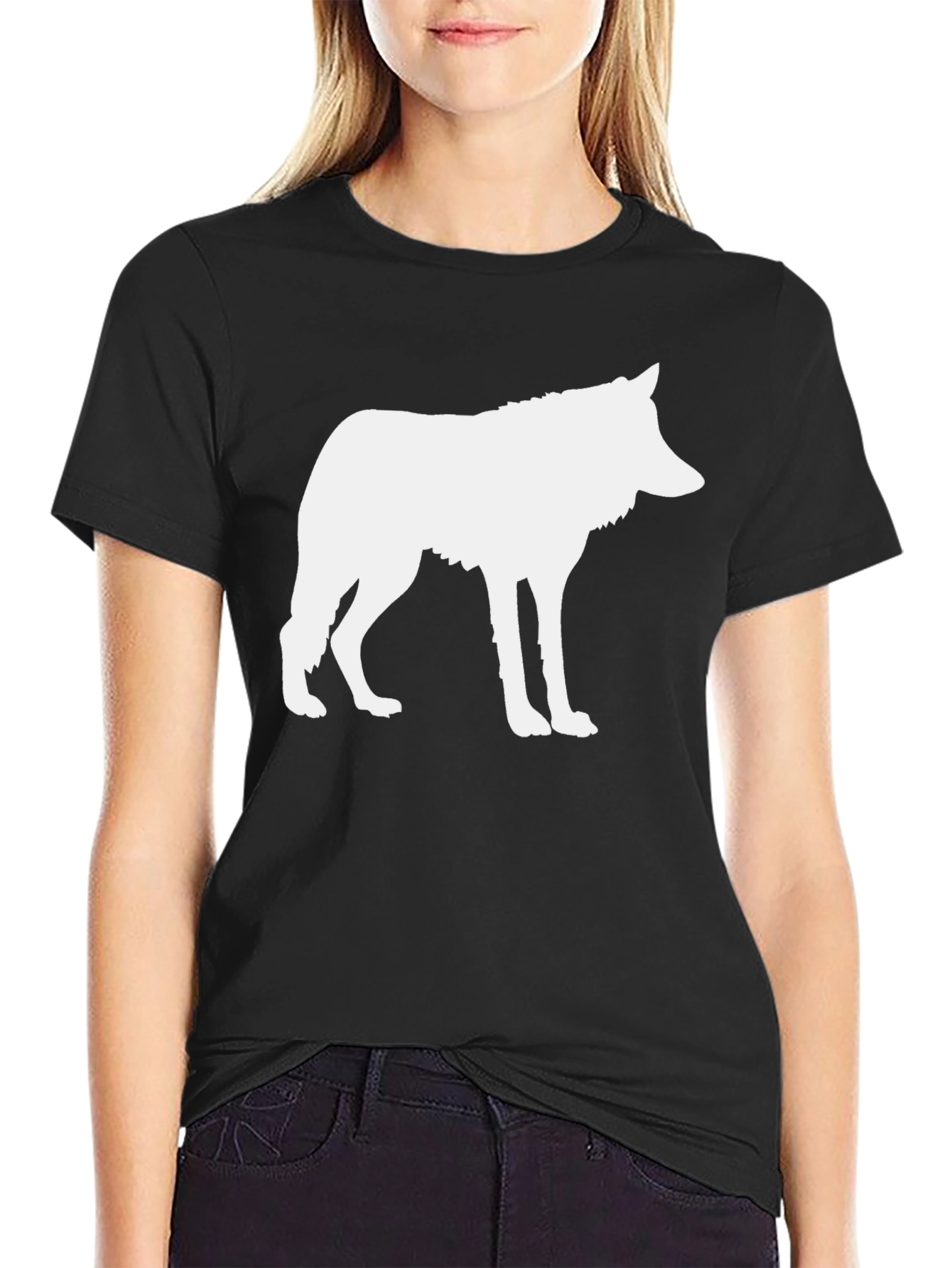 Black Wolf Silhouette Graphic T-Shirt