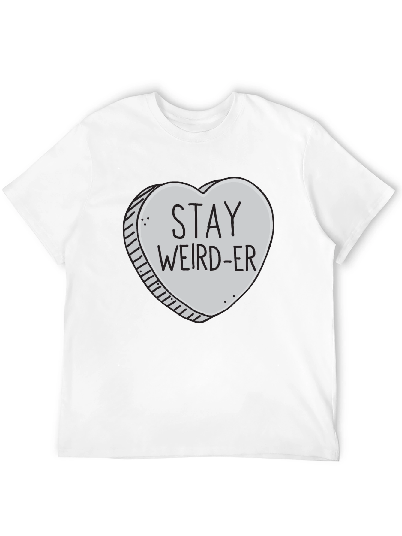 Stay Weird-er Heart Graphic Black T-Shirt