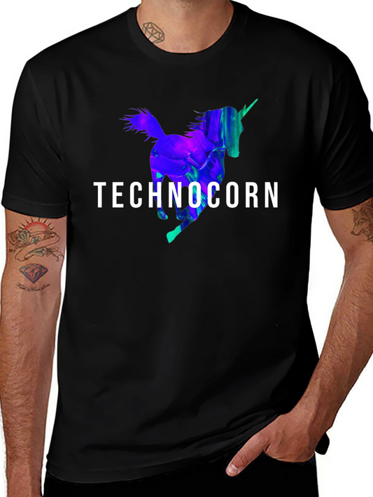 Technocorn T-Shirt - Black Unicorn Graphic Tee