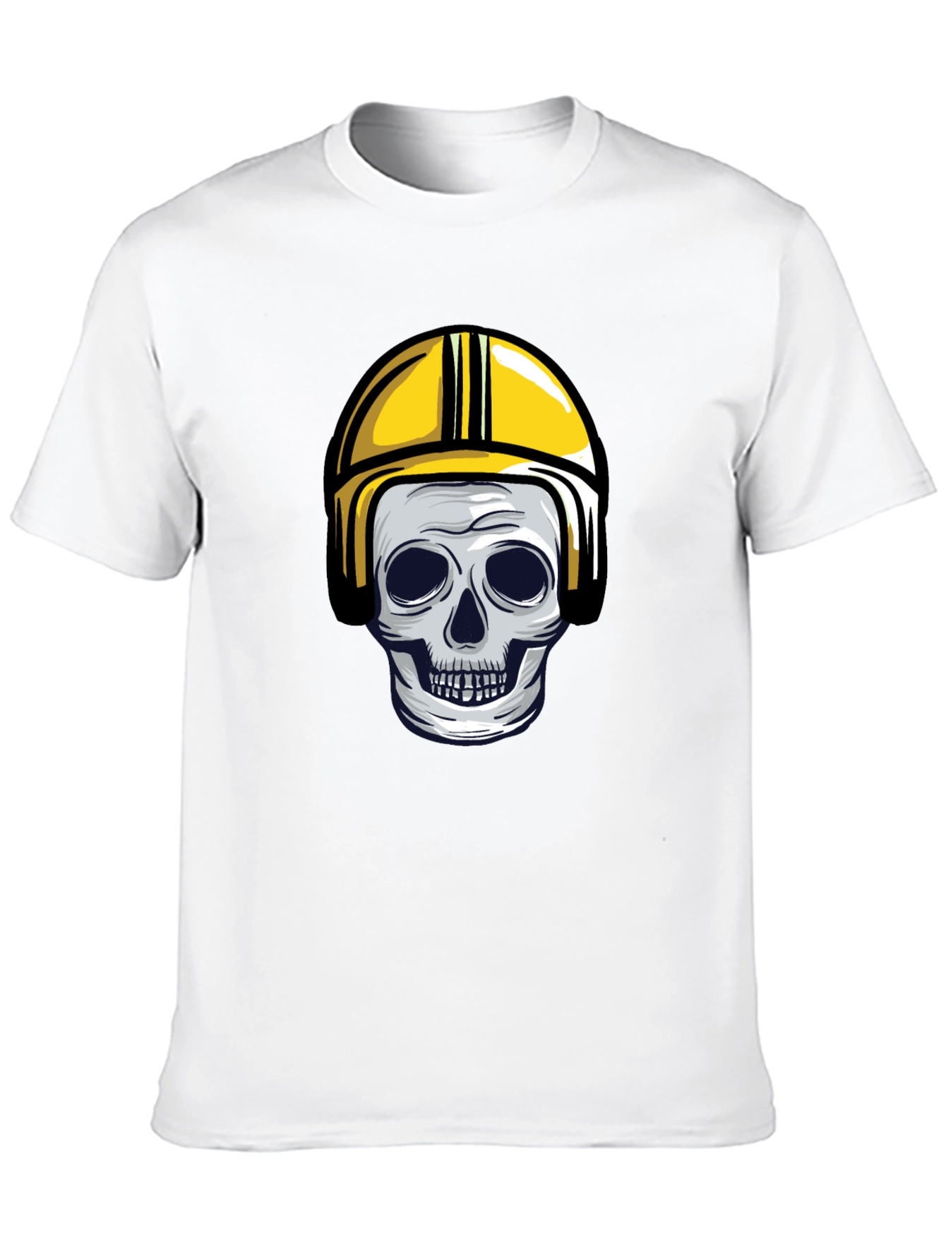 Skull in Yellow Helmet Graphic Tee