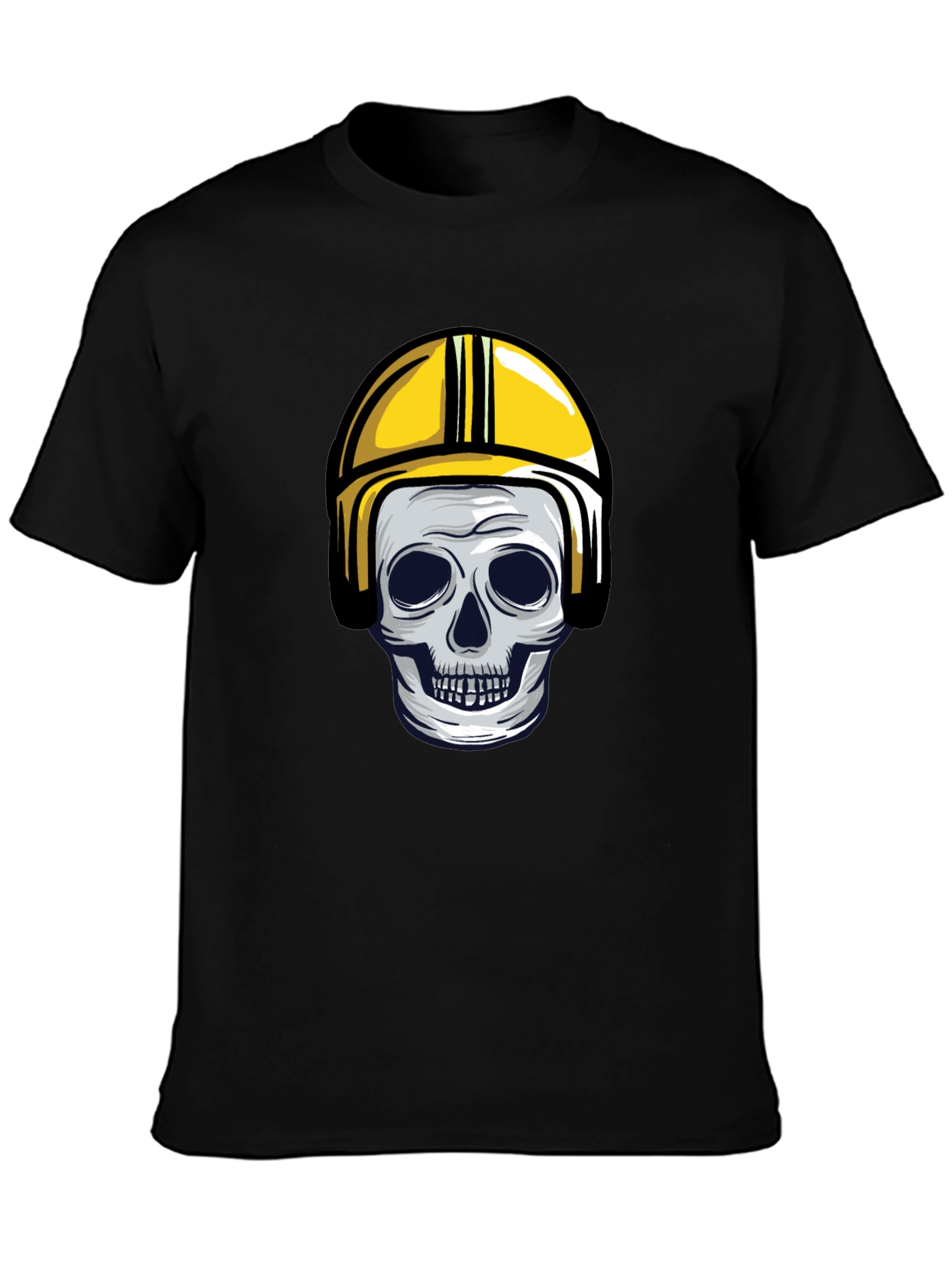 Skull in Yellow Helmet Graphic Tee