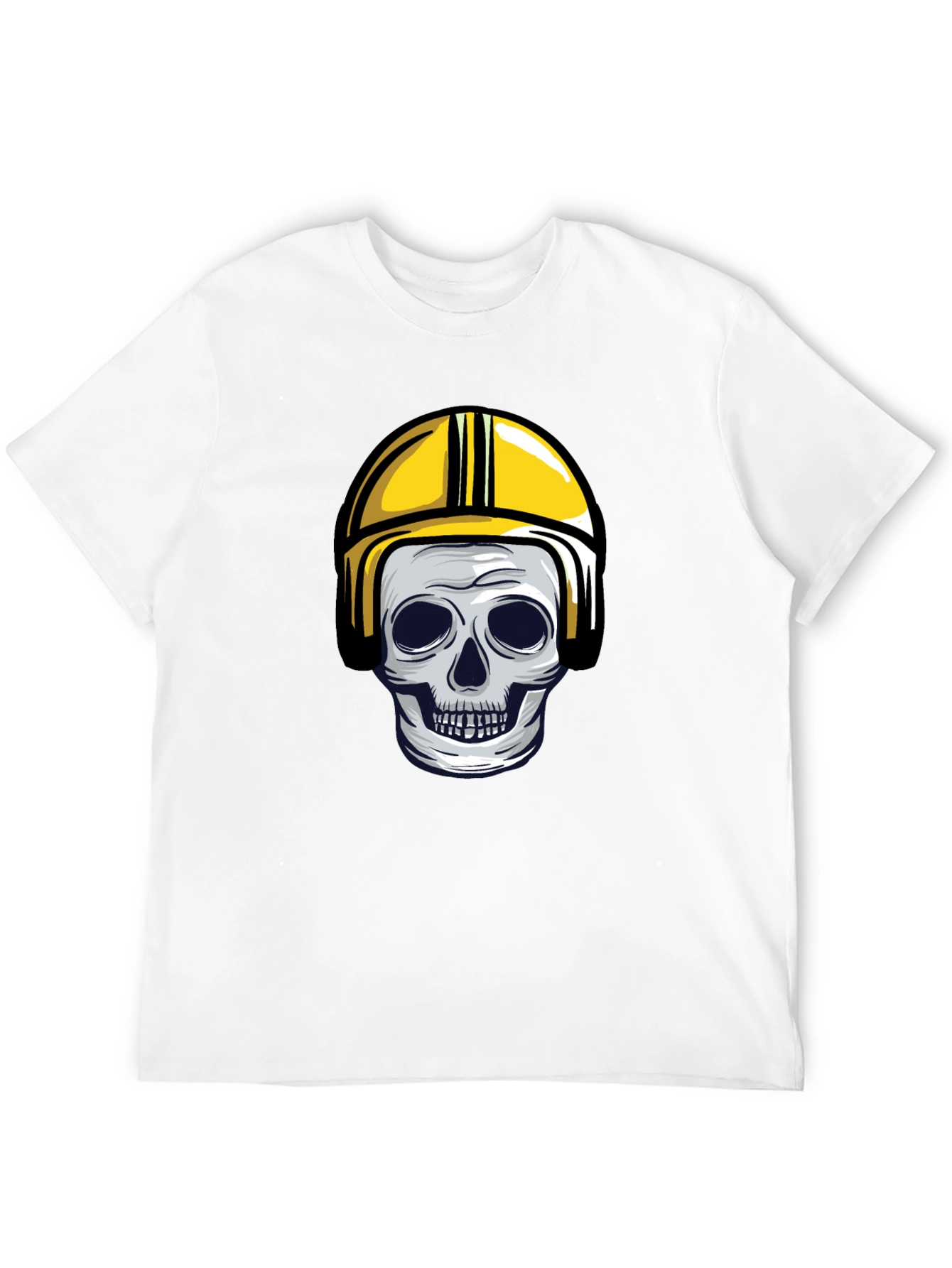 Skull in Yellow Helmet Graphic Tee