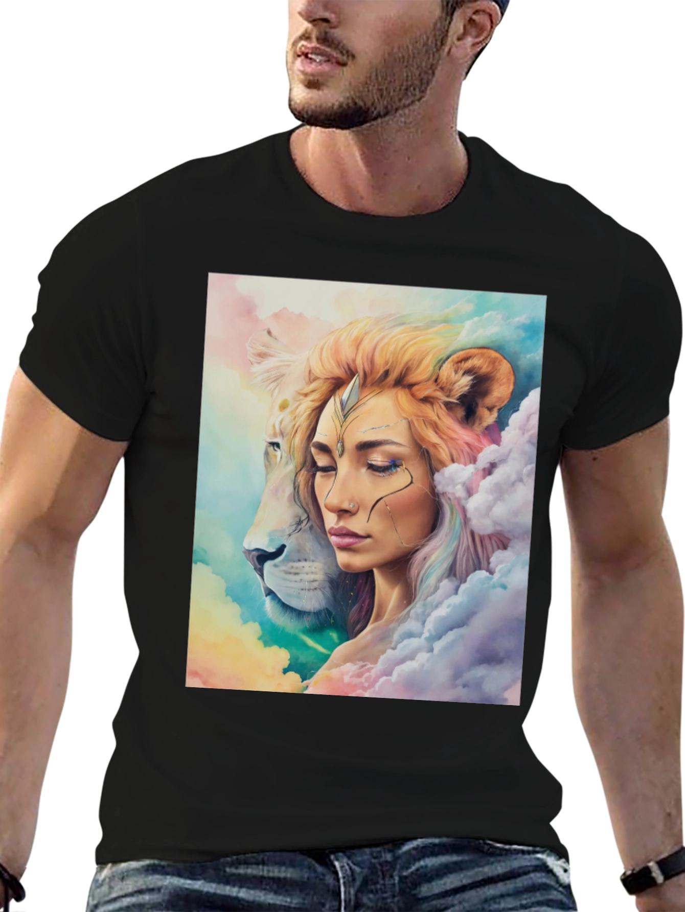 Lion Queen Graphic Tee - Stylish Black T-Shirt
