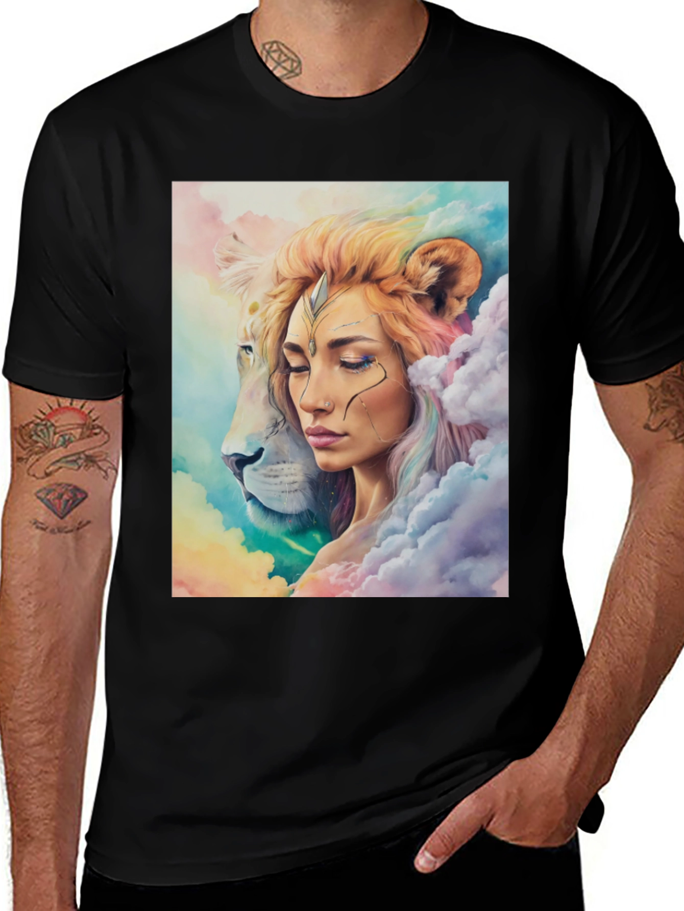 Lion Queen Graphic Tee - Stylish Black T-Shirt