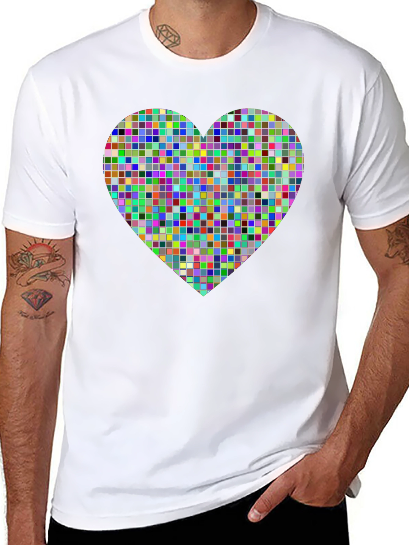 Pixel Heart Black Tee - Stylish Casual Comfort