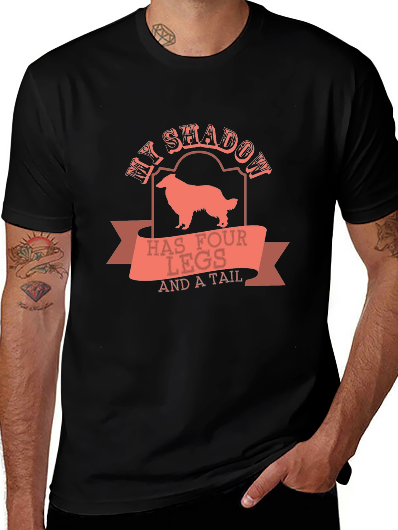 My Shadow Has Four Legs T-Shirt – Collie Dog Lover Tee