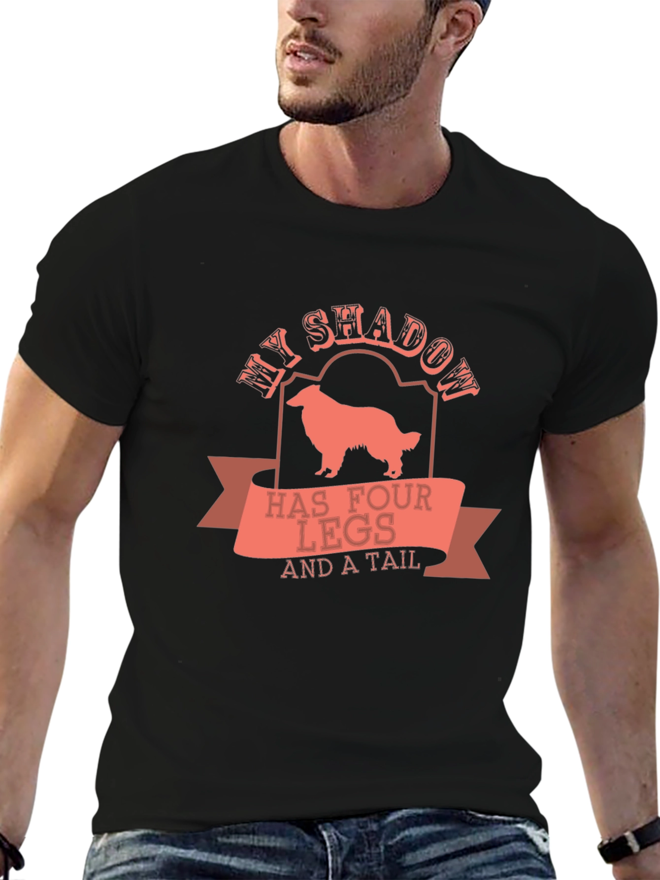 My Shadow Has Four Legs T-Shirt – Collie Dog Lover Tee