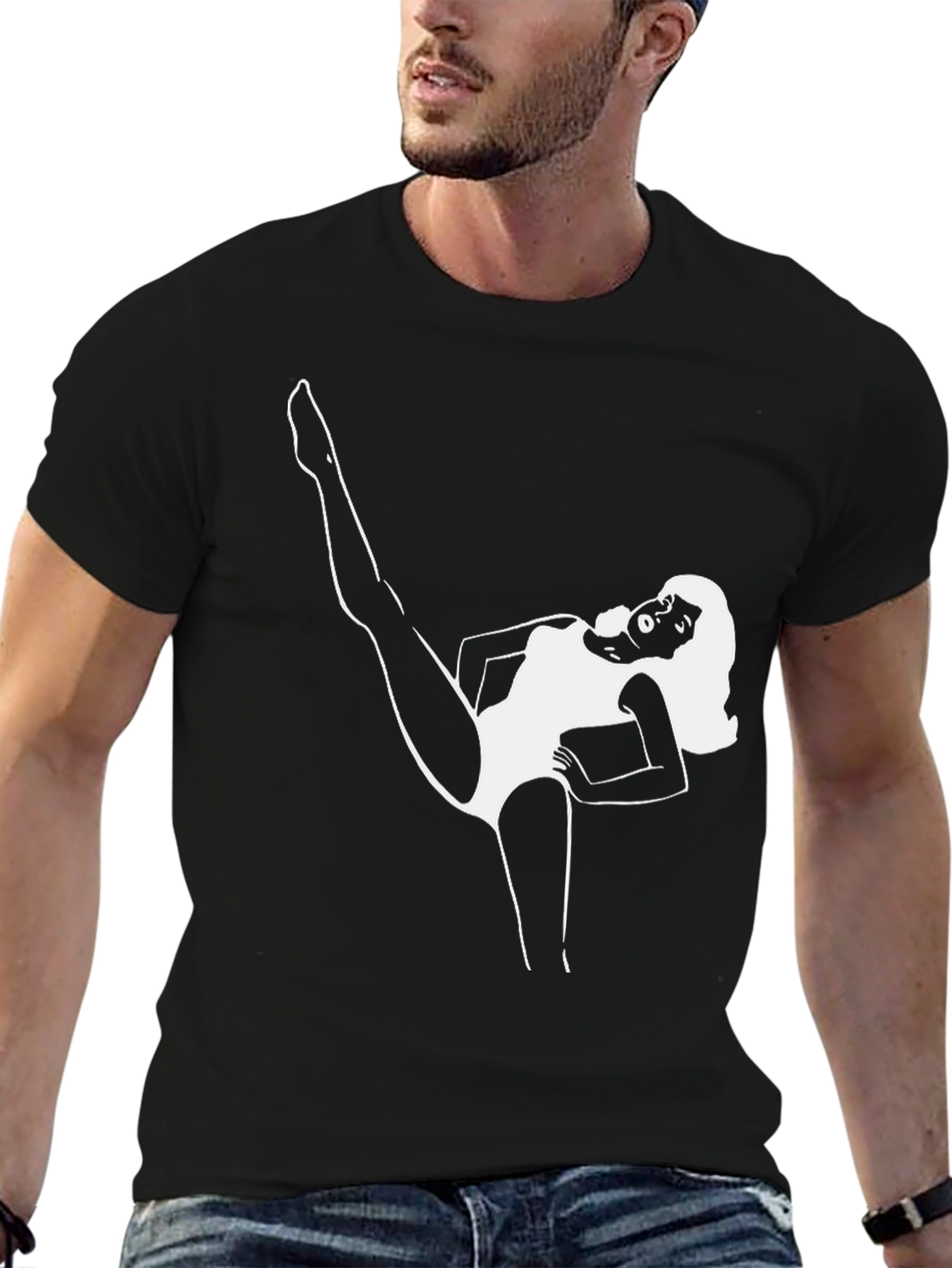 Retro Dancer Graphic Tee - Black Cotton