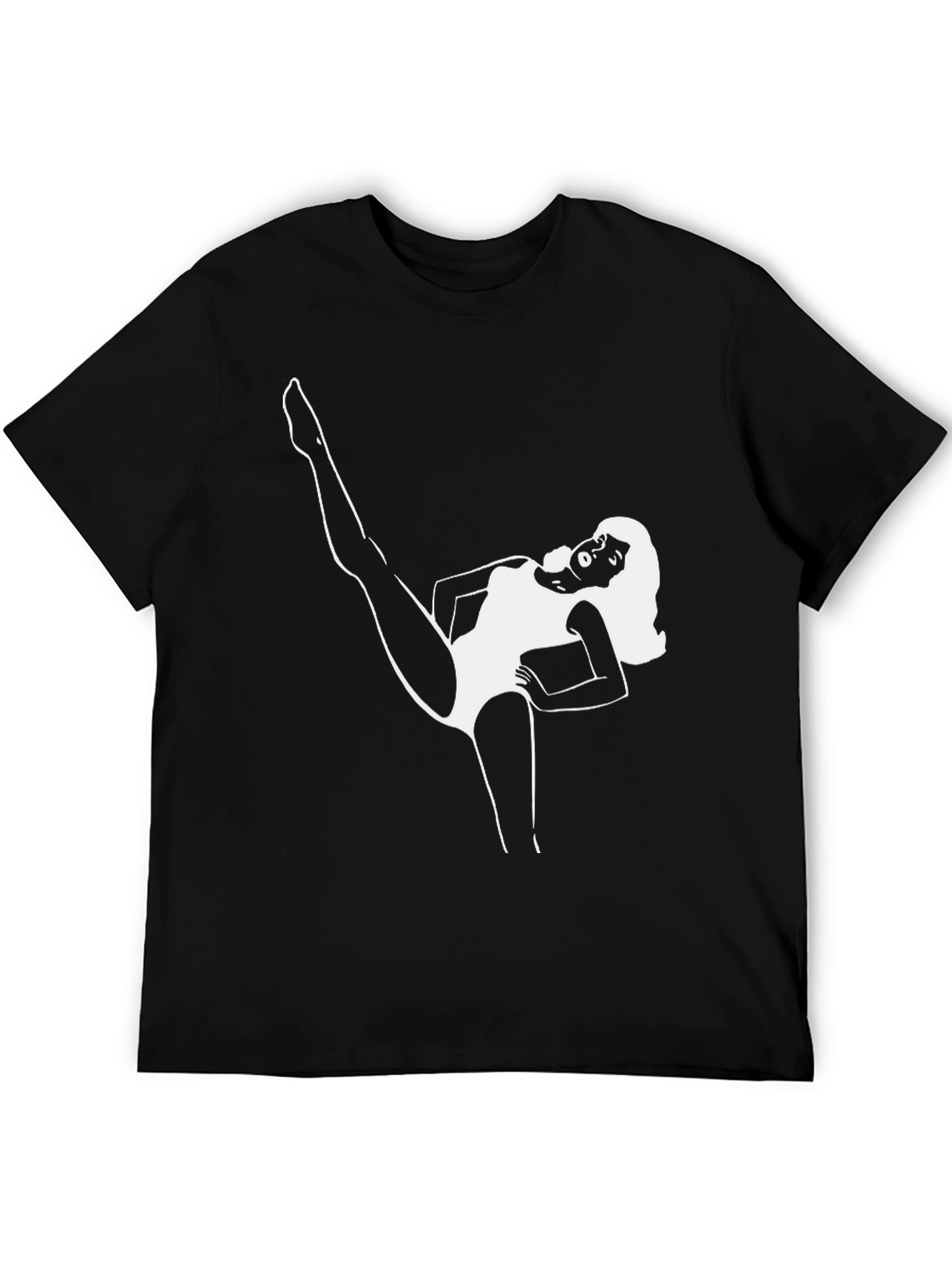 Retro Dancer Graphic Tee - Black Cotton