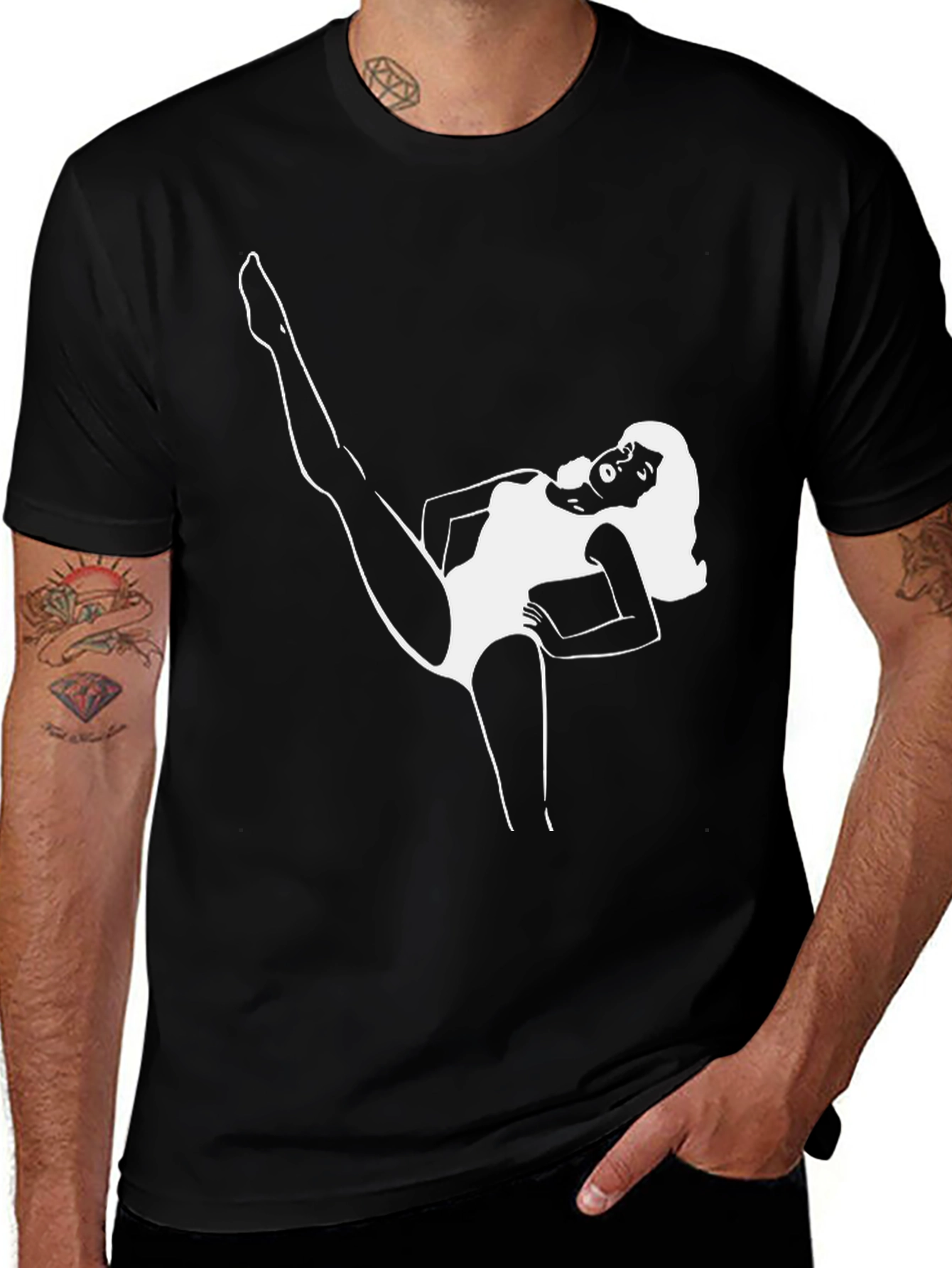 Retro Dancer Graphic Tee - Black Cotton