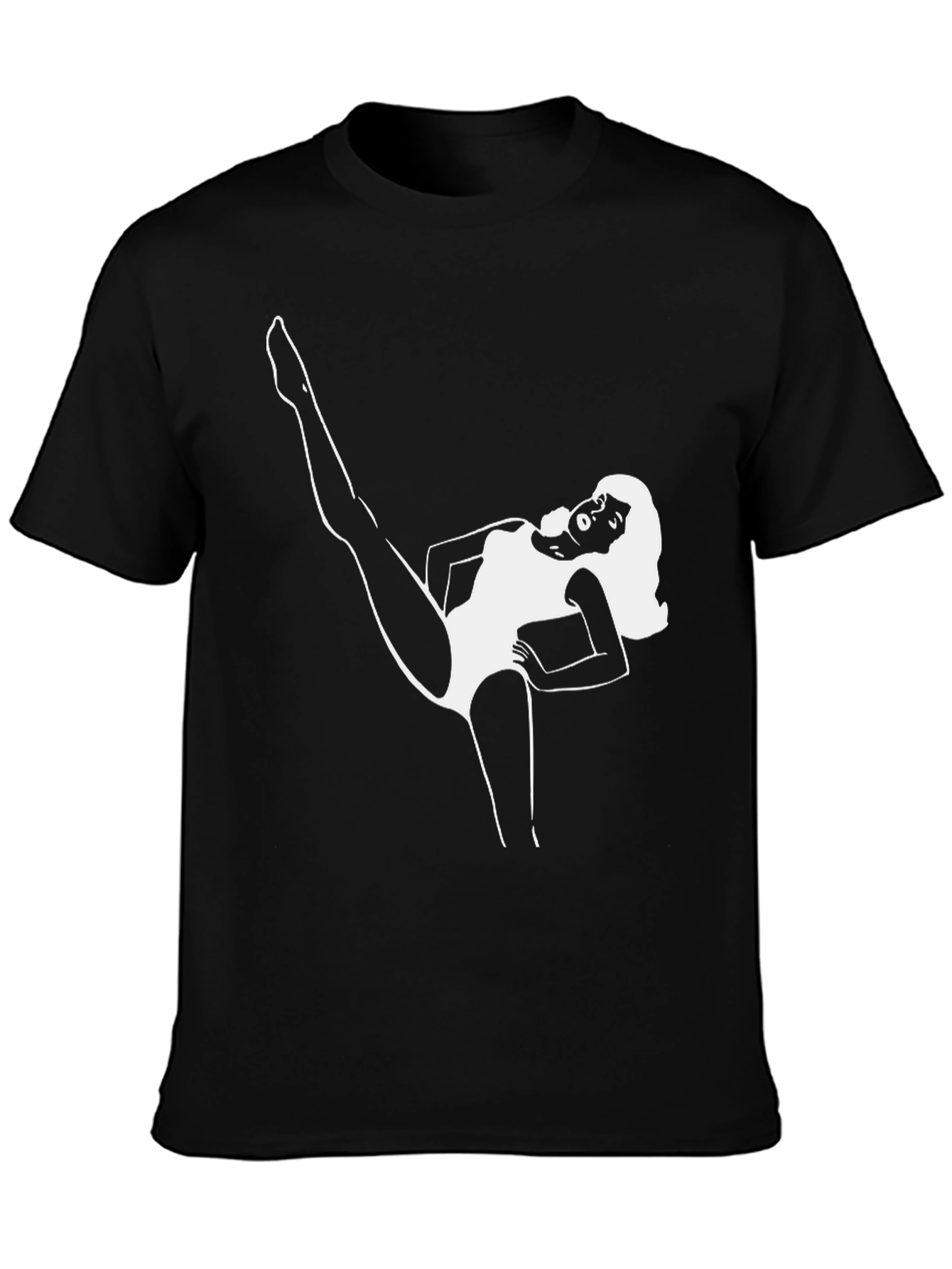 Retro Dancer Graphic Tee - Black Cotton