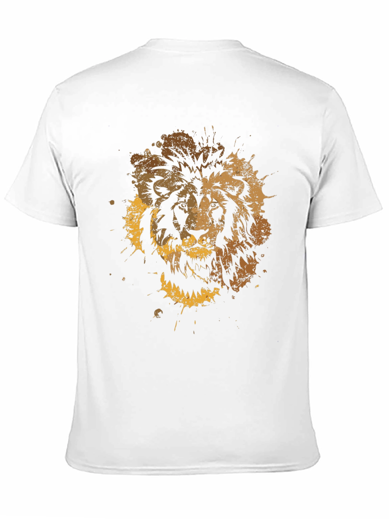Lion Splatter Graphic Mens Black T-Shirt