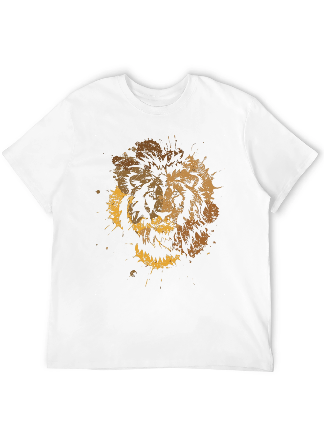 Lion Splatter Graphic Mens Black T-Shirt