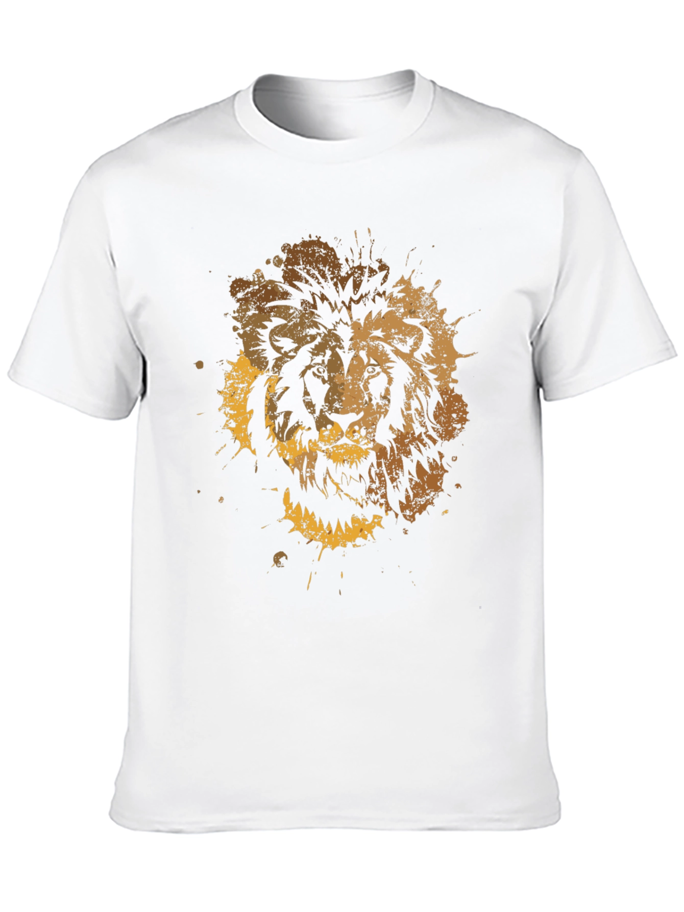 Lion Splatter Graphic Mens Black T-Shirt