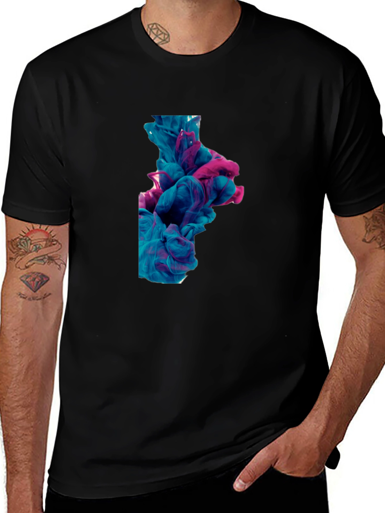 Abstract Ink Swirl Tee - Black Graphic T-Shirt