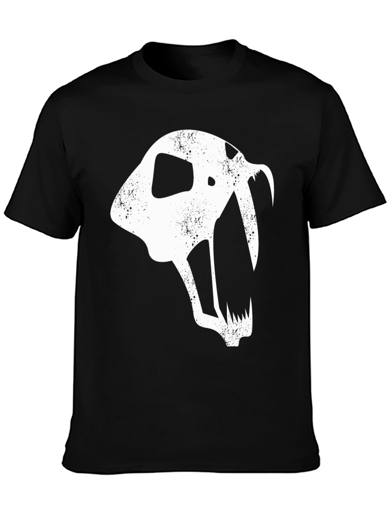 Saber-Toothed Cat Skull Graphic T-Shirt - Black