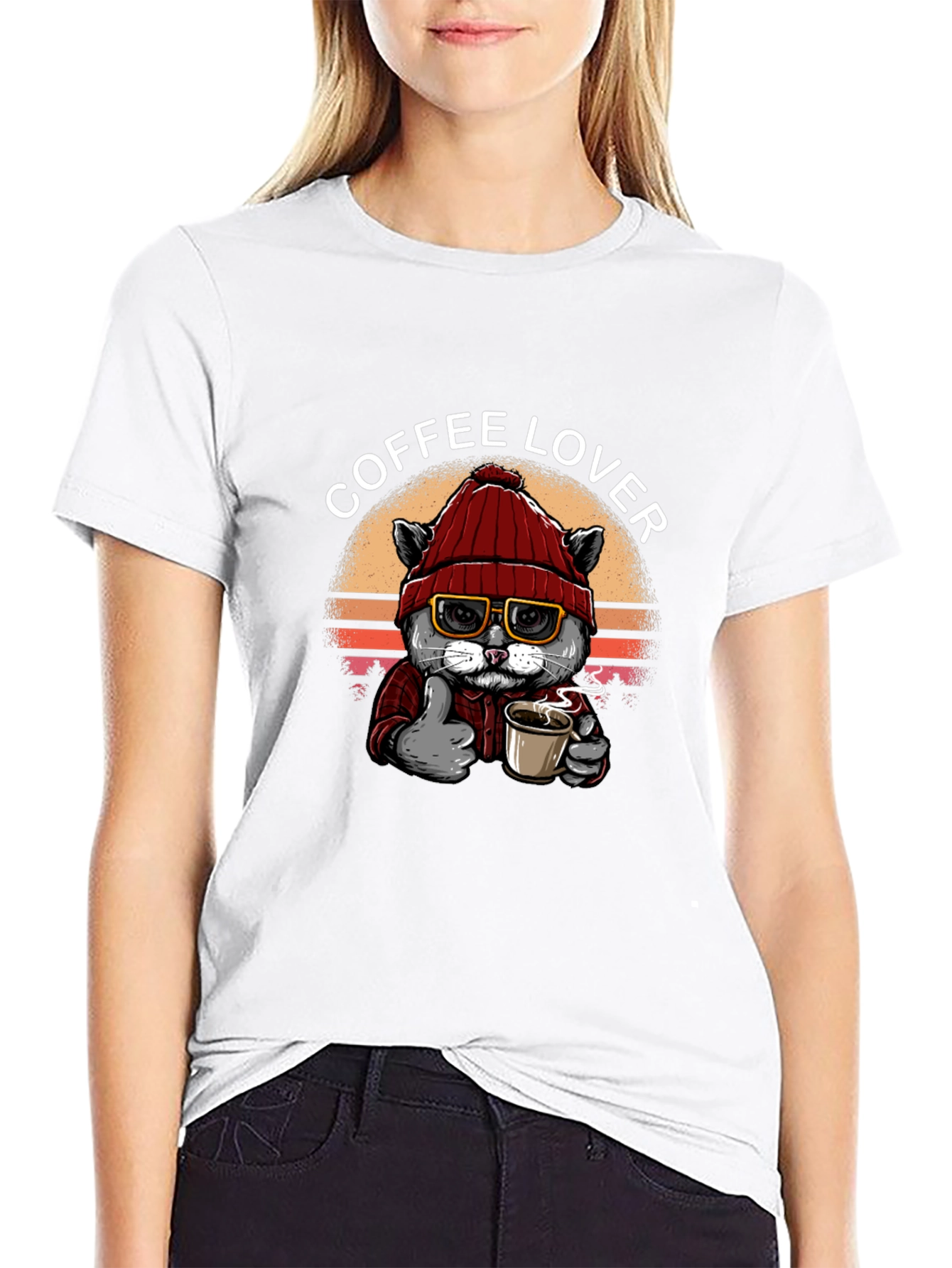 Coffee Lover Cat Graphic Tee