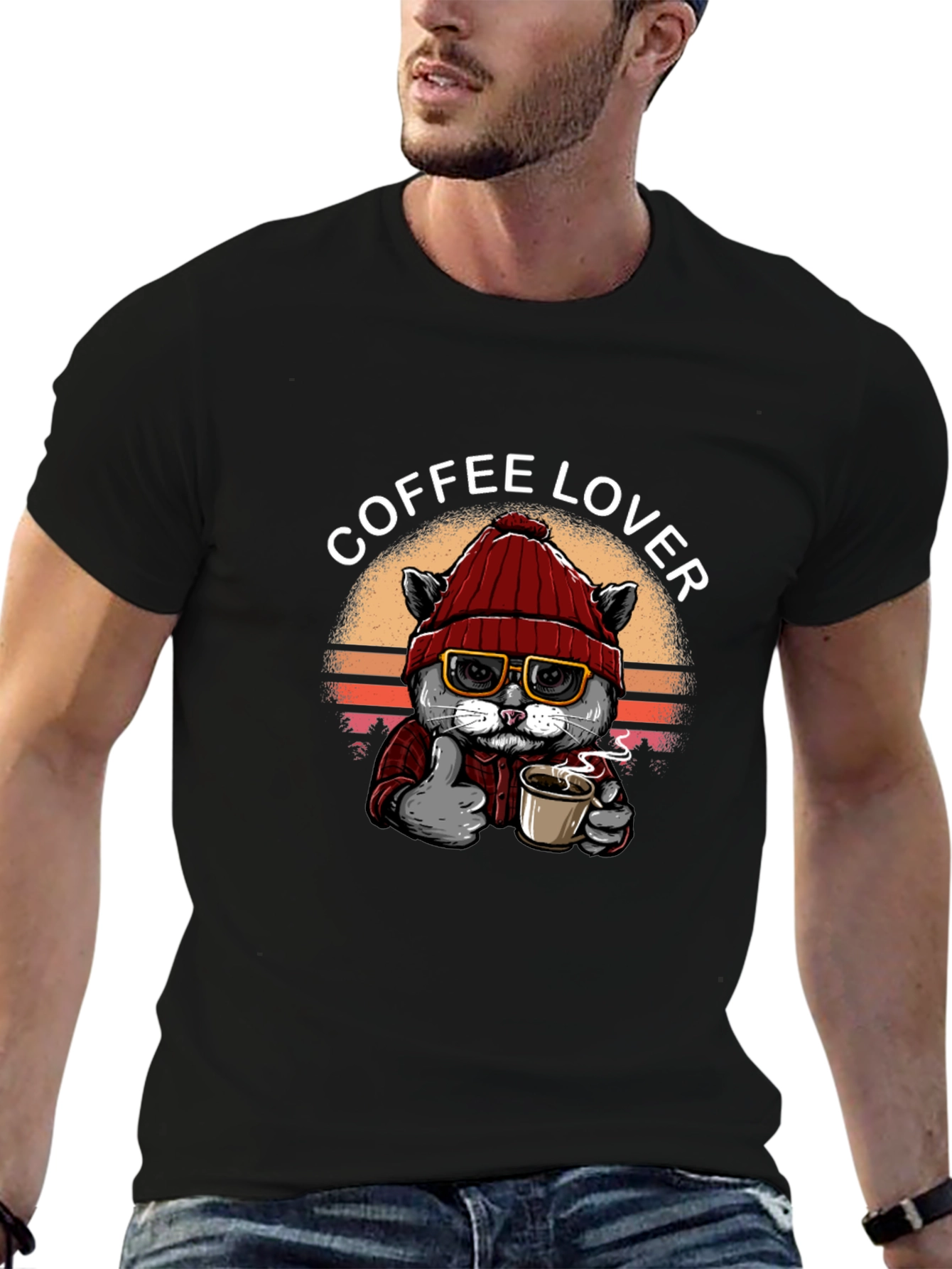 Coffee Lover Cat Graphic Tee