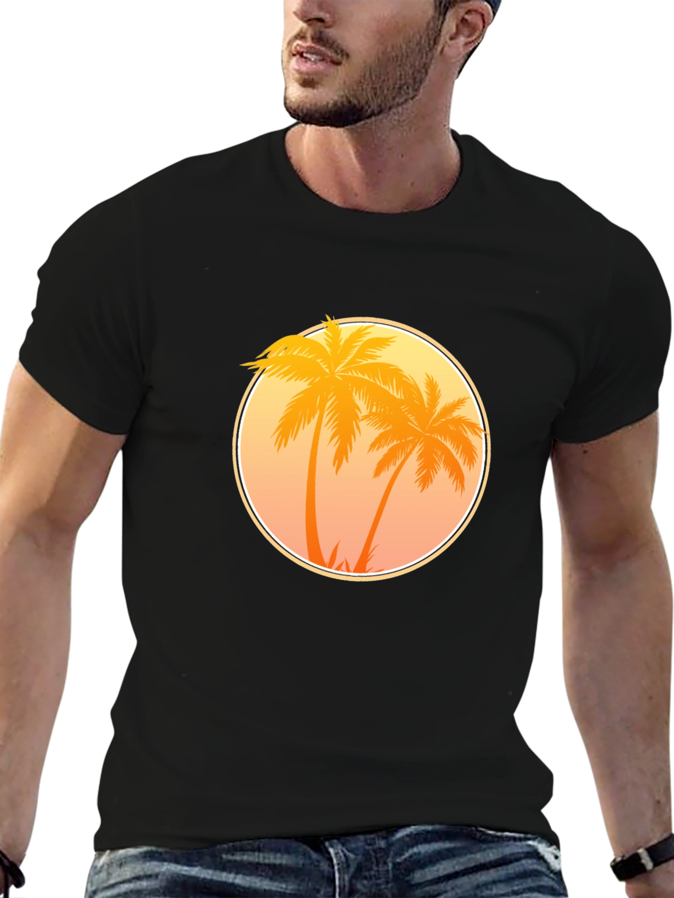 Sunset Palm Tree Graphic T-Shirt