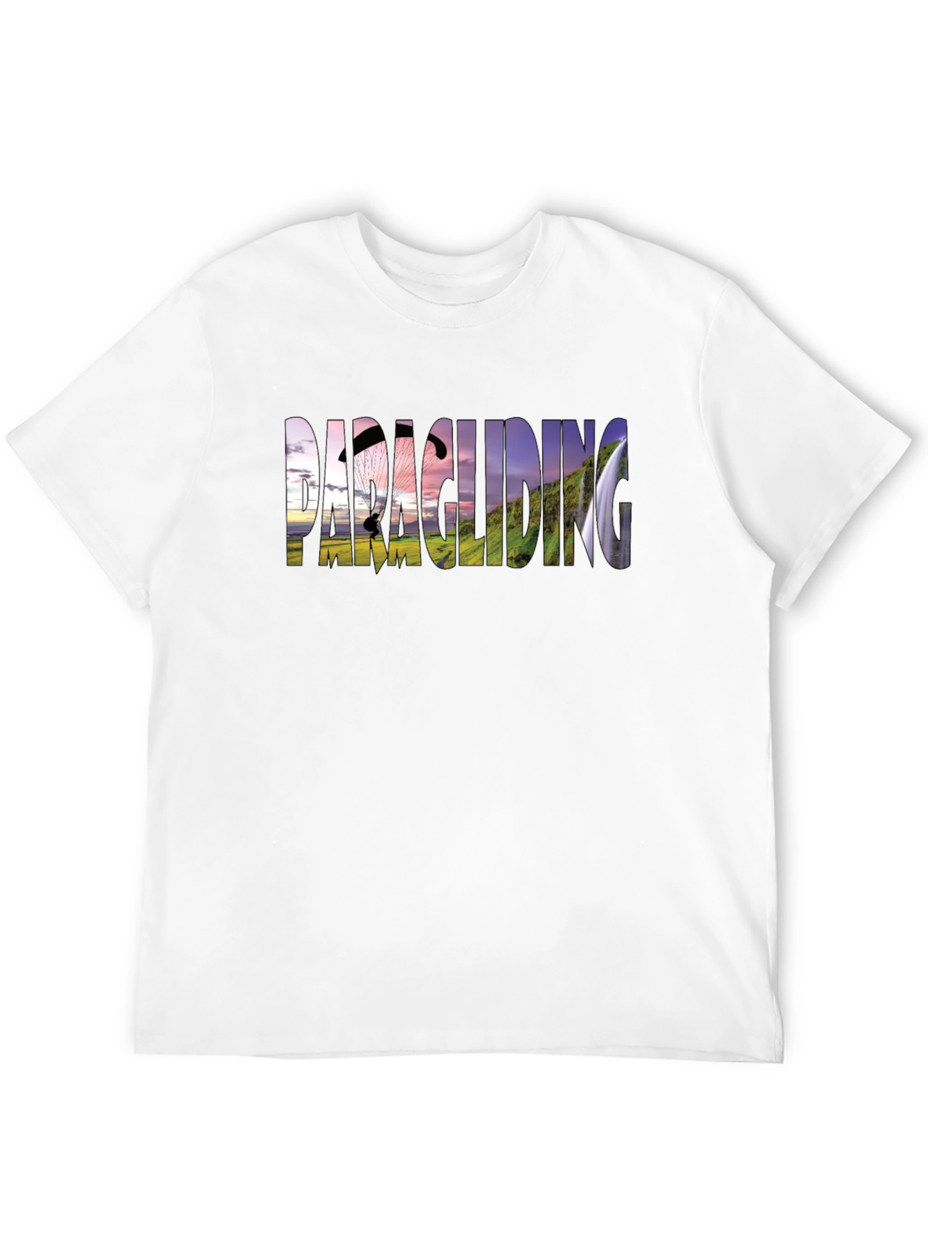 Paragliding Graphic Print Black T-Shirt