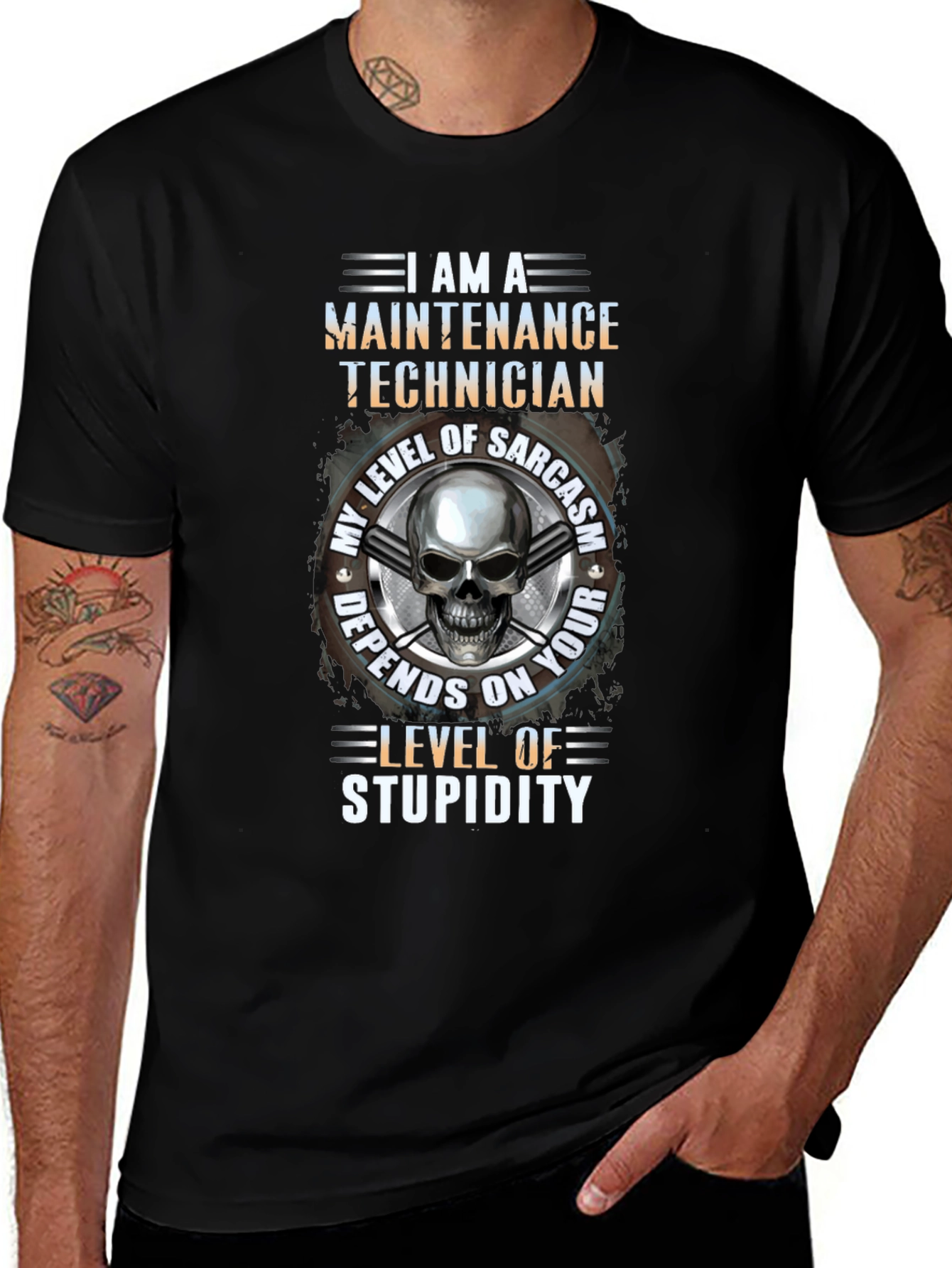 Maintenance Technician Skull Graphic T-Shirt