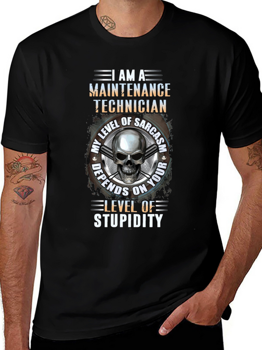 Maintenance Technician Skull Graphic T-Shirt