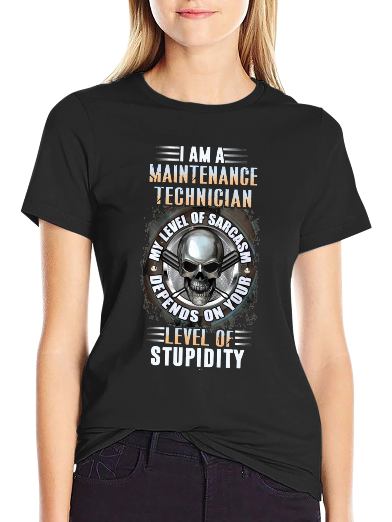 Maintenance Technician Skull Graphic T-Shirt