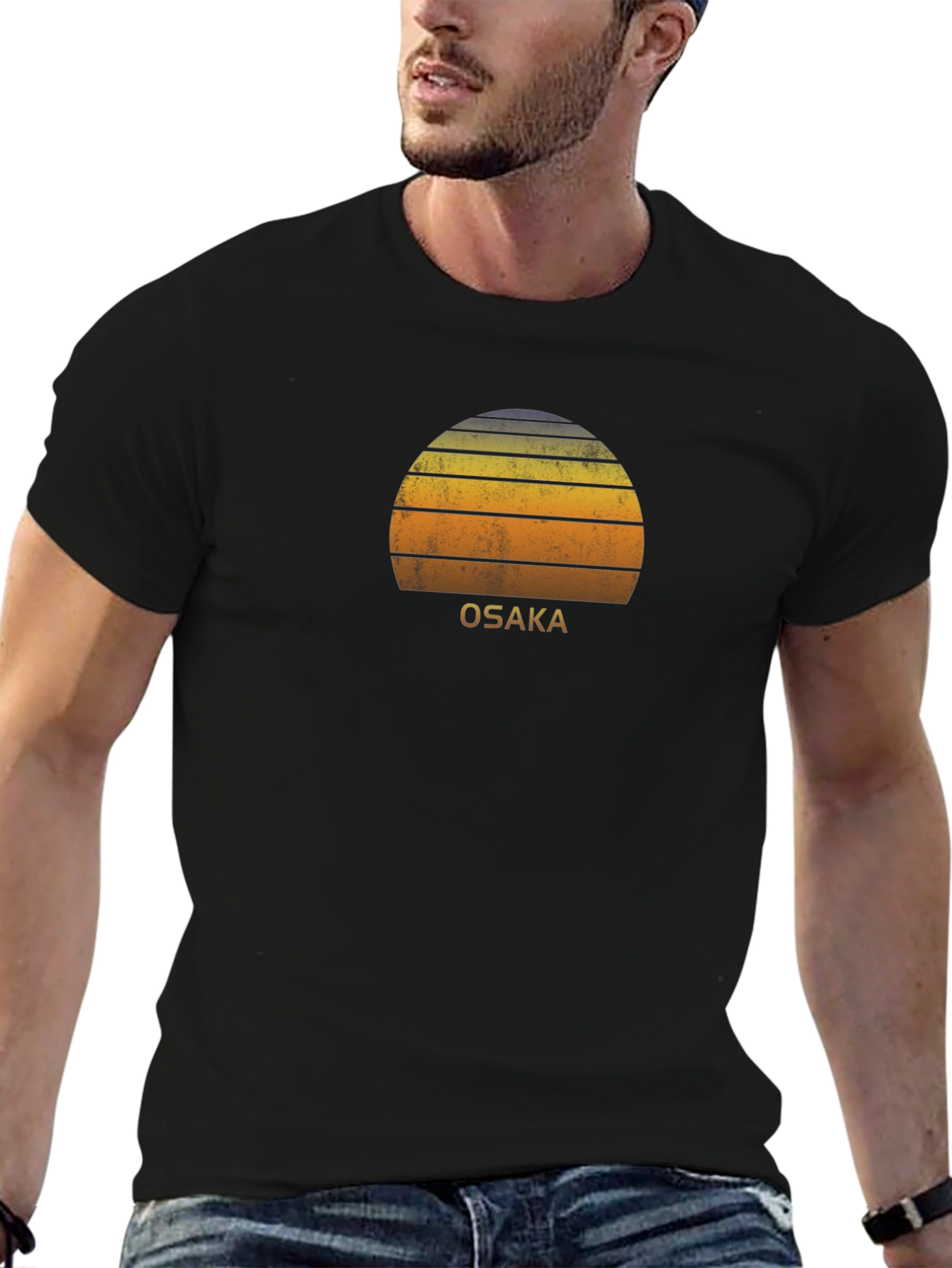 Osaka Sunset Graphic Tee - Retro Japan Design