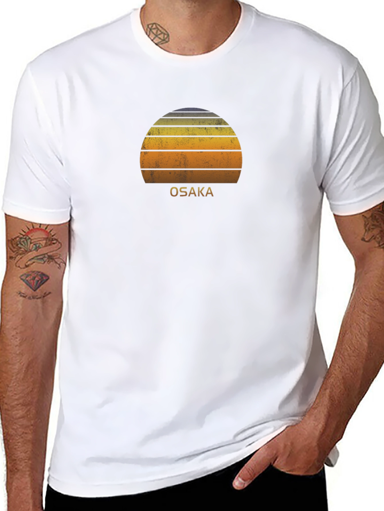 Osaka Sunset Graphic Tee - Retro Japan Design