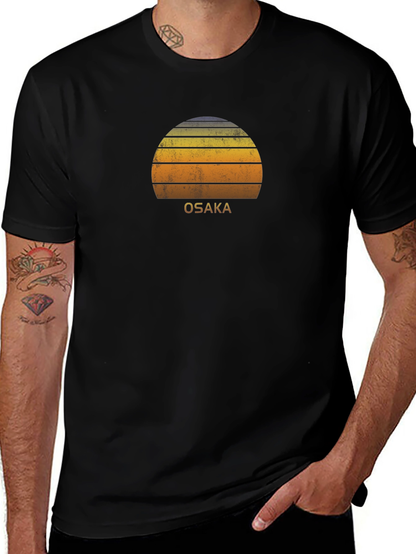 Osaka Sunset Graphic Tee - Retro Japan Design