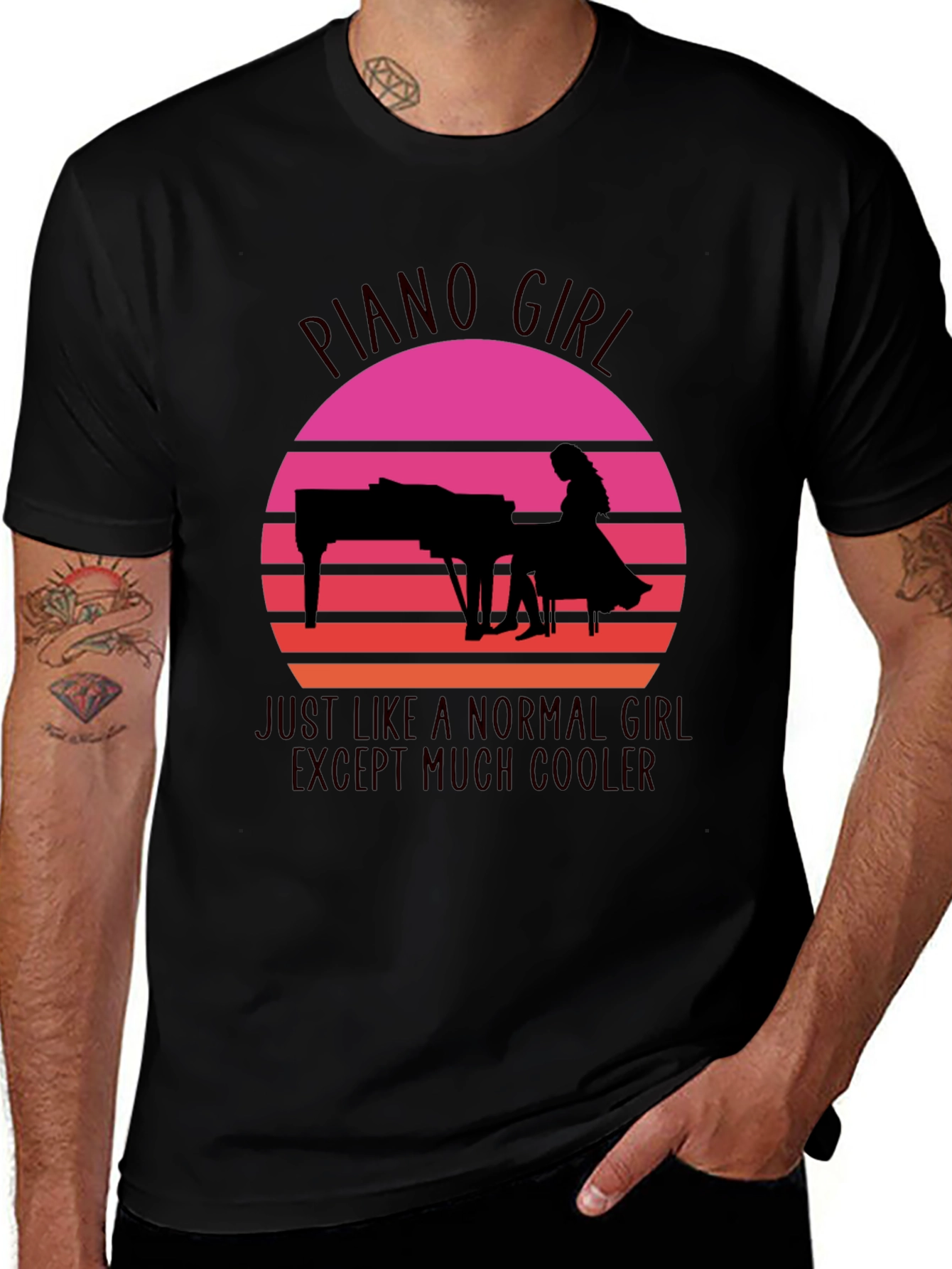 Piano Girl Sunset T-Shirt - Cool & Unique Design