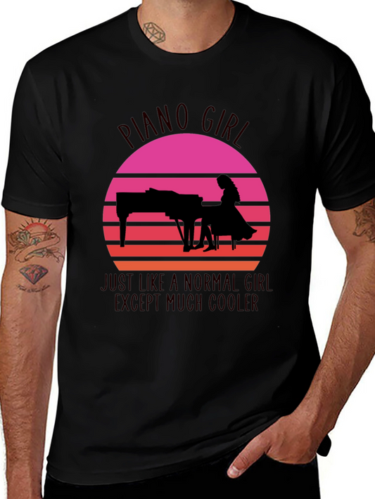Piano Girl Sunset T-Shirt - Cool & Unique Design