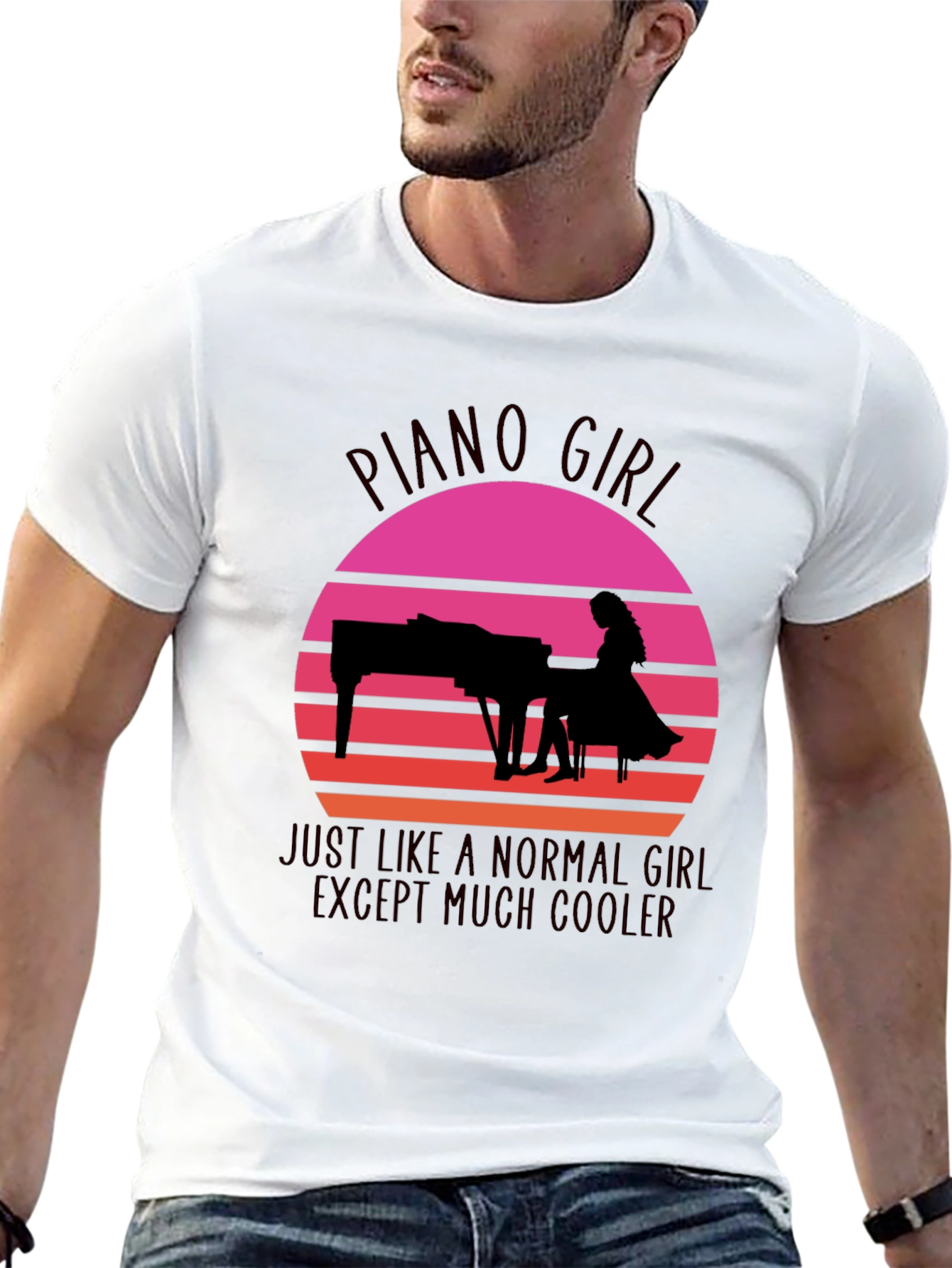 Piano Girl Sunset T-Shirt - Cool & Unique Design