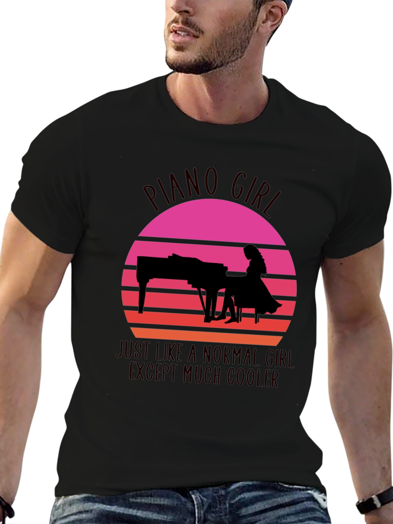 Piano Girl Sunset T-Shirt - Cool & Unique Design