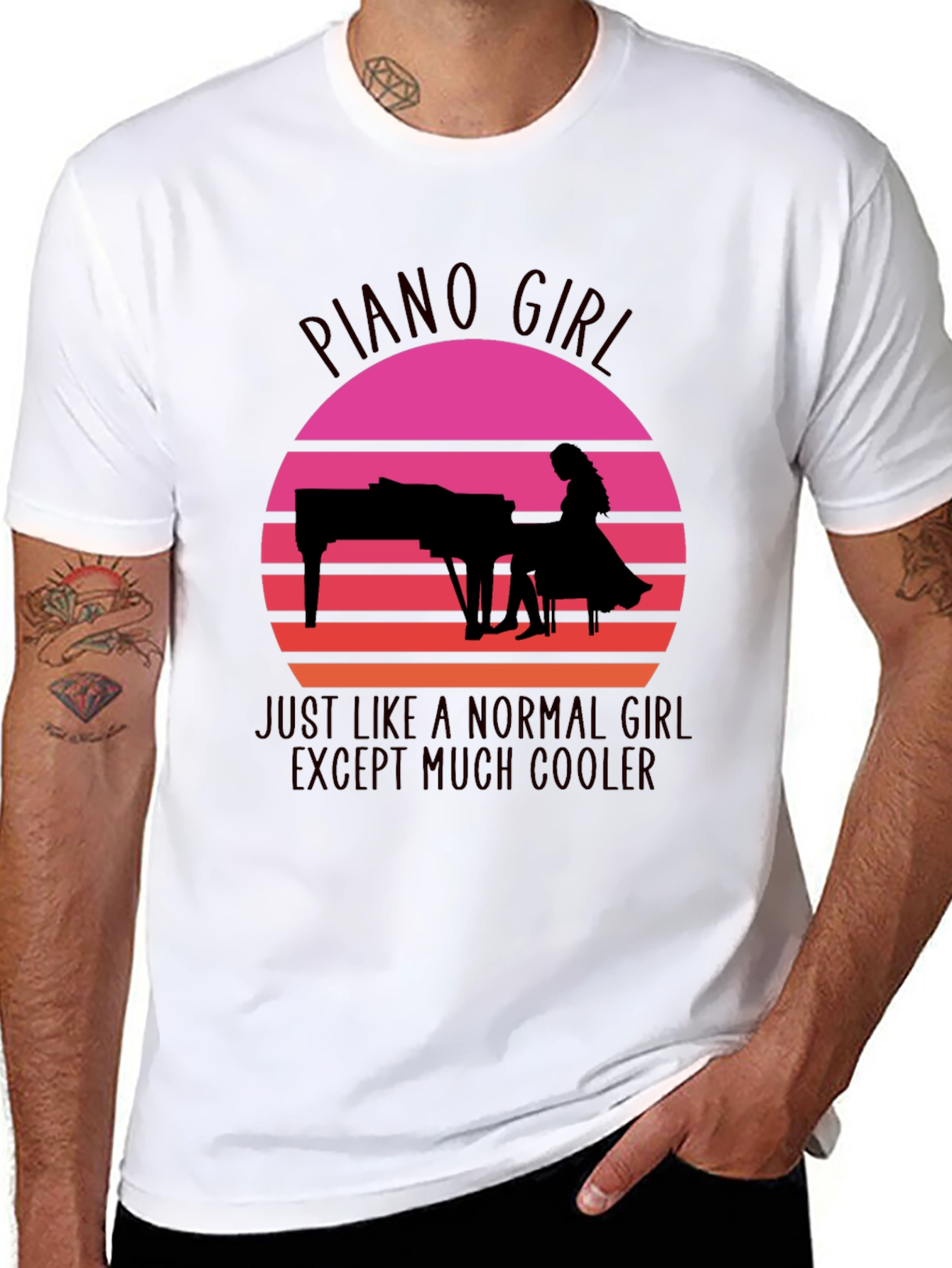 Piano Girl Sunset T-Shirt - Cool & Unique Design