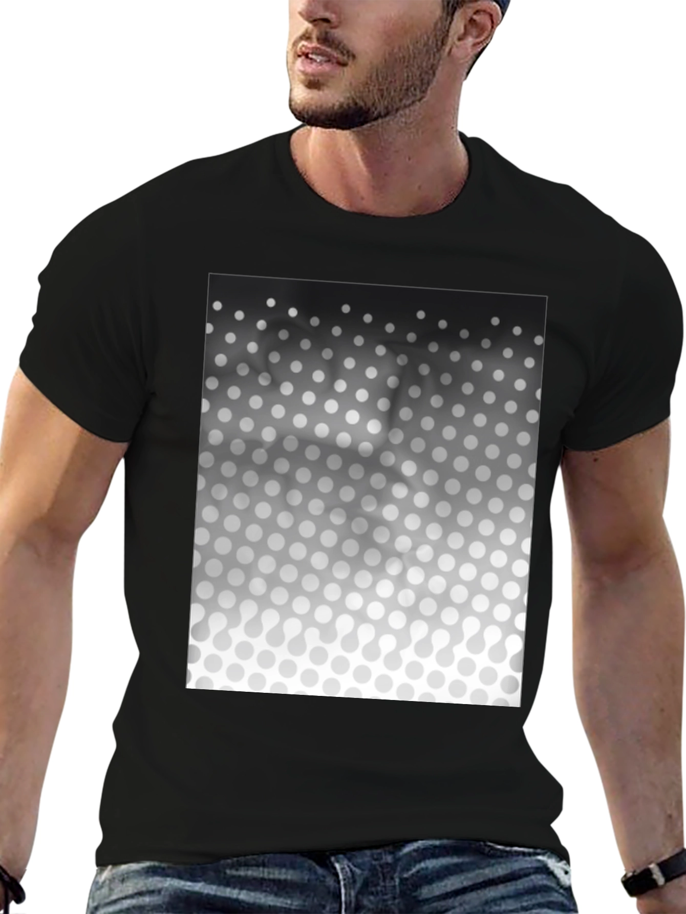 Modern Black T-Shirt with Geometric Gradient Design