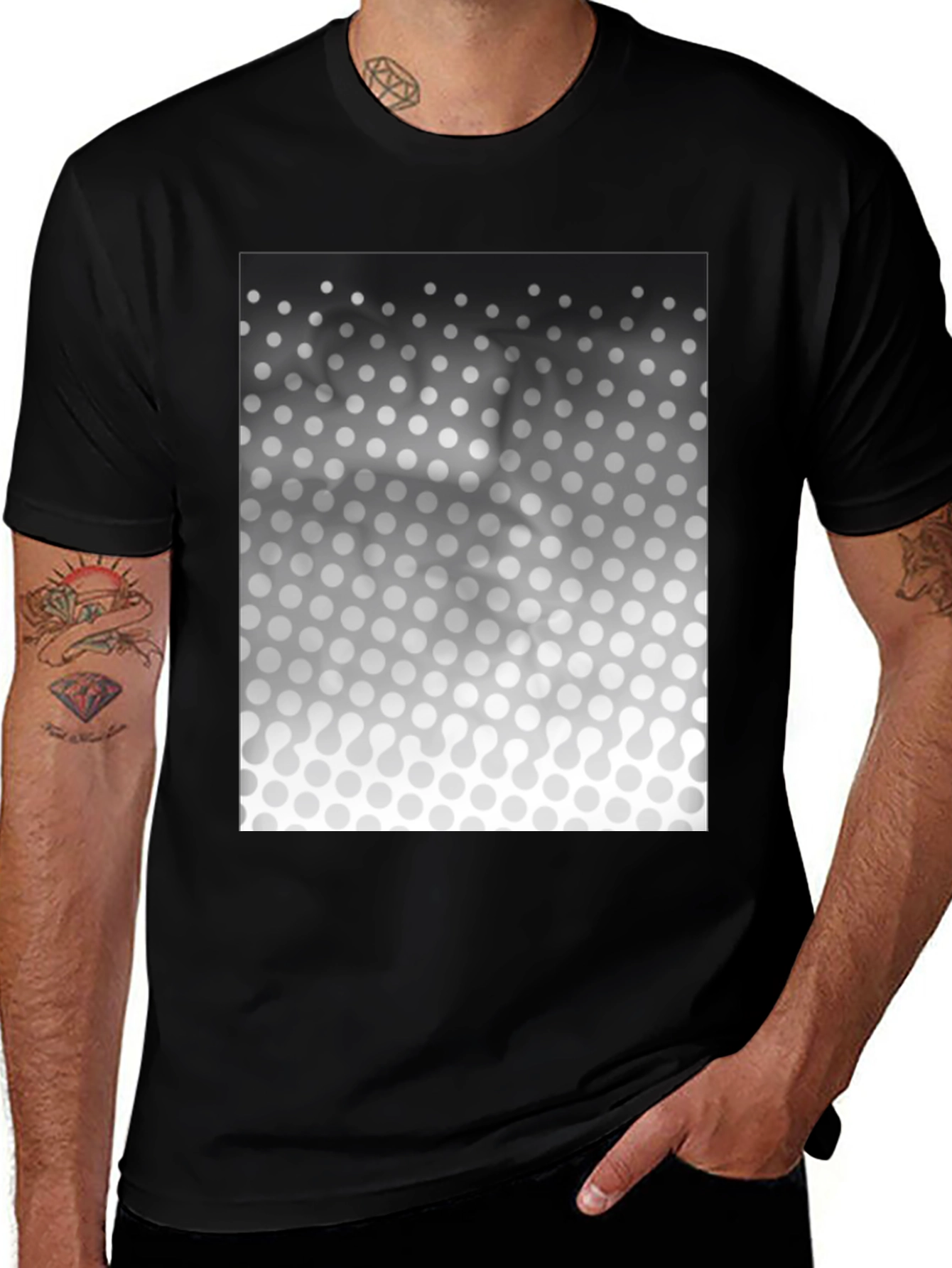 Modern Black T-Shirt with Geometric Gradient Design