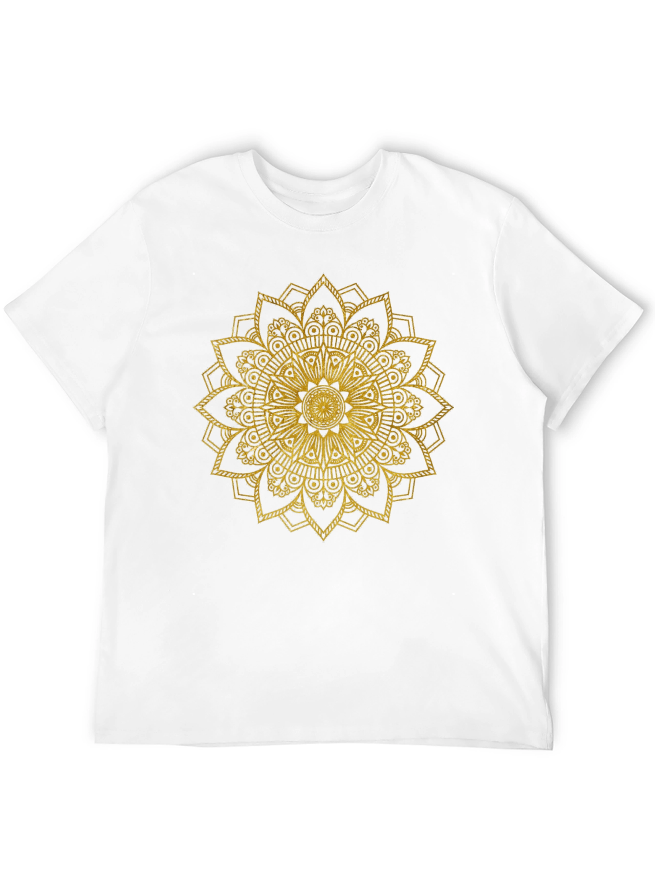Gold Mandala Print Black T-Shirt