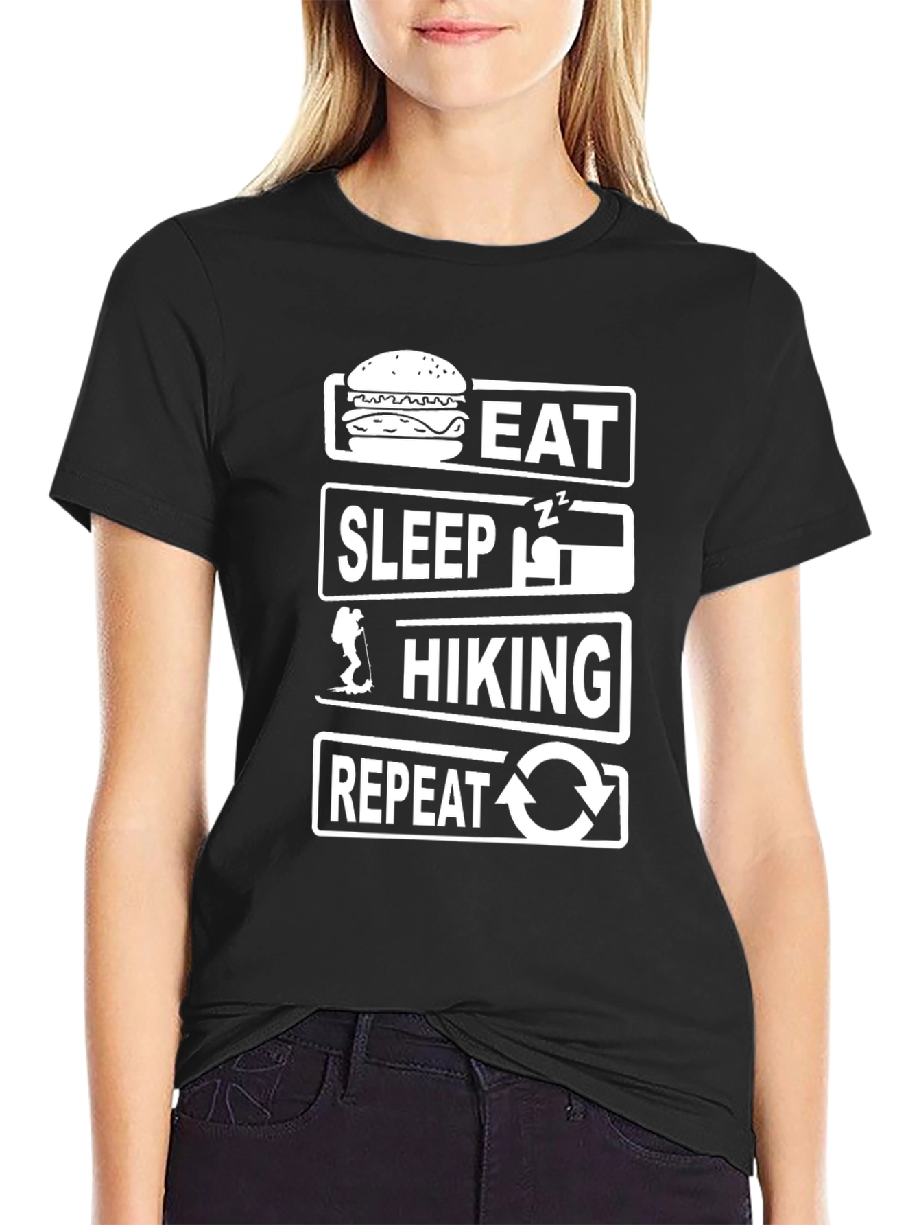 Eat Sleep Hike Repeat T-Shirt - Black