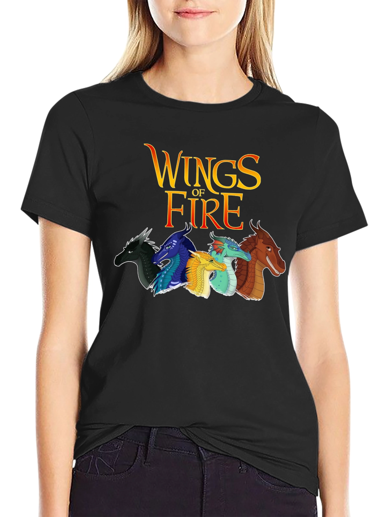 Wings of Fire Black T-Shirt Dragon Graphic