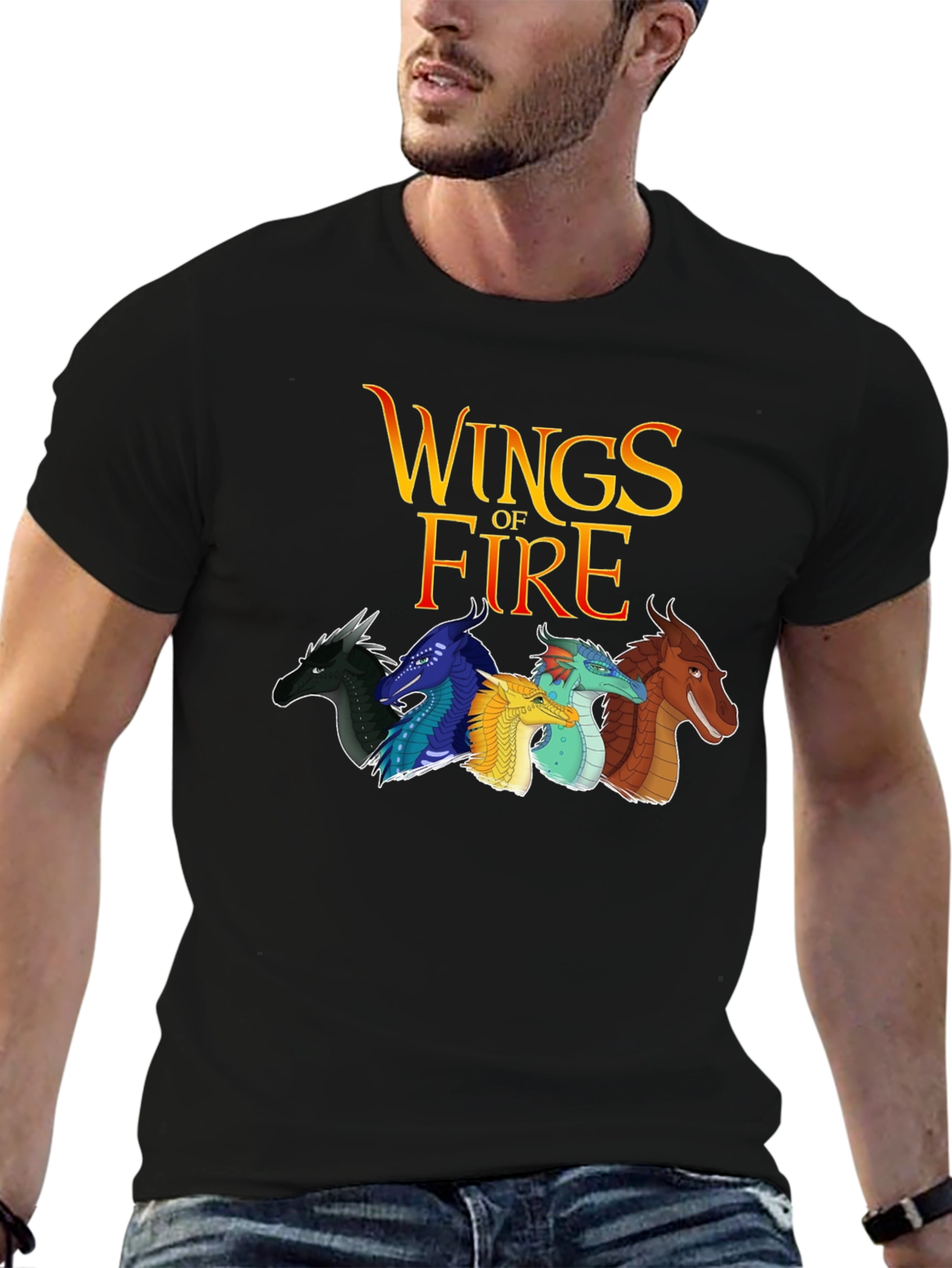Wings of Fire Black T-Shirt Dragon Graphic