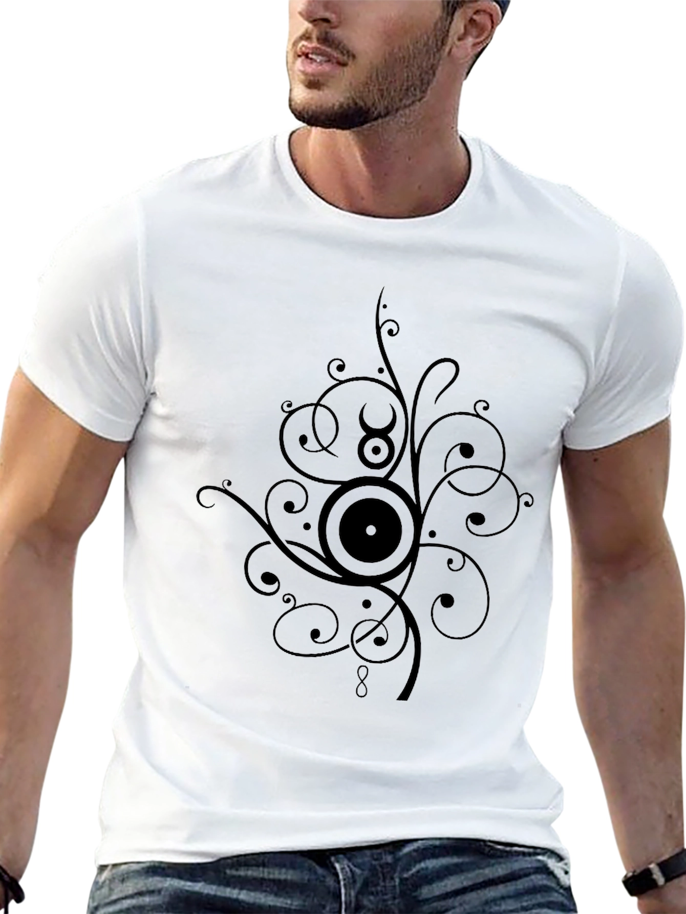 Stylish Black Graphic Tee - Taurus Zodiac Design
