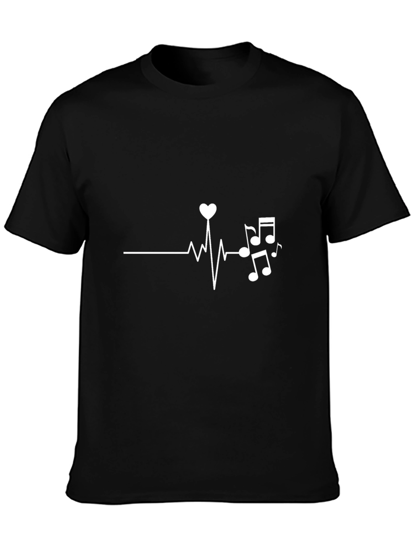 Heartbeat Music Note Graphic T-Shirt - Black