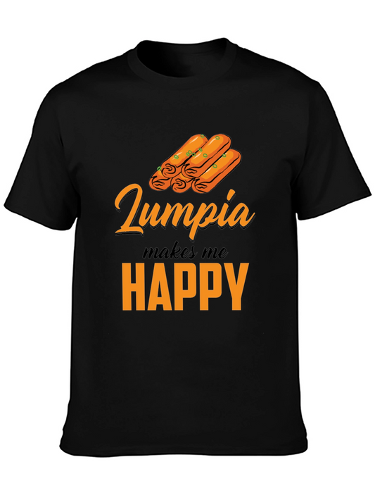 Lumpia Makes Me Happy T-Shirt - Novelty Foodie Tee