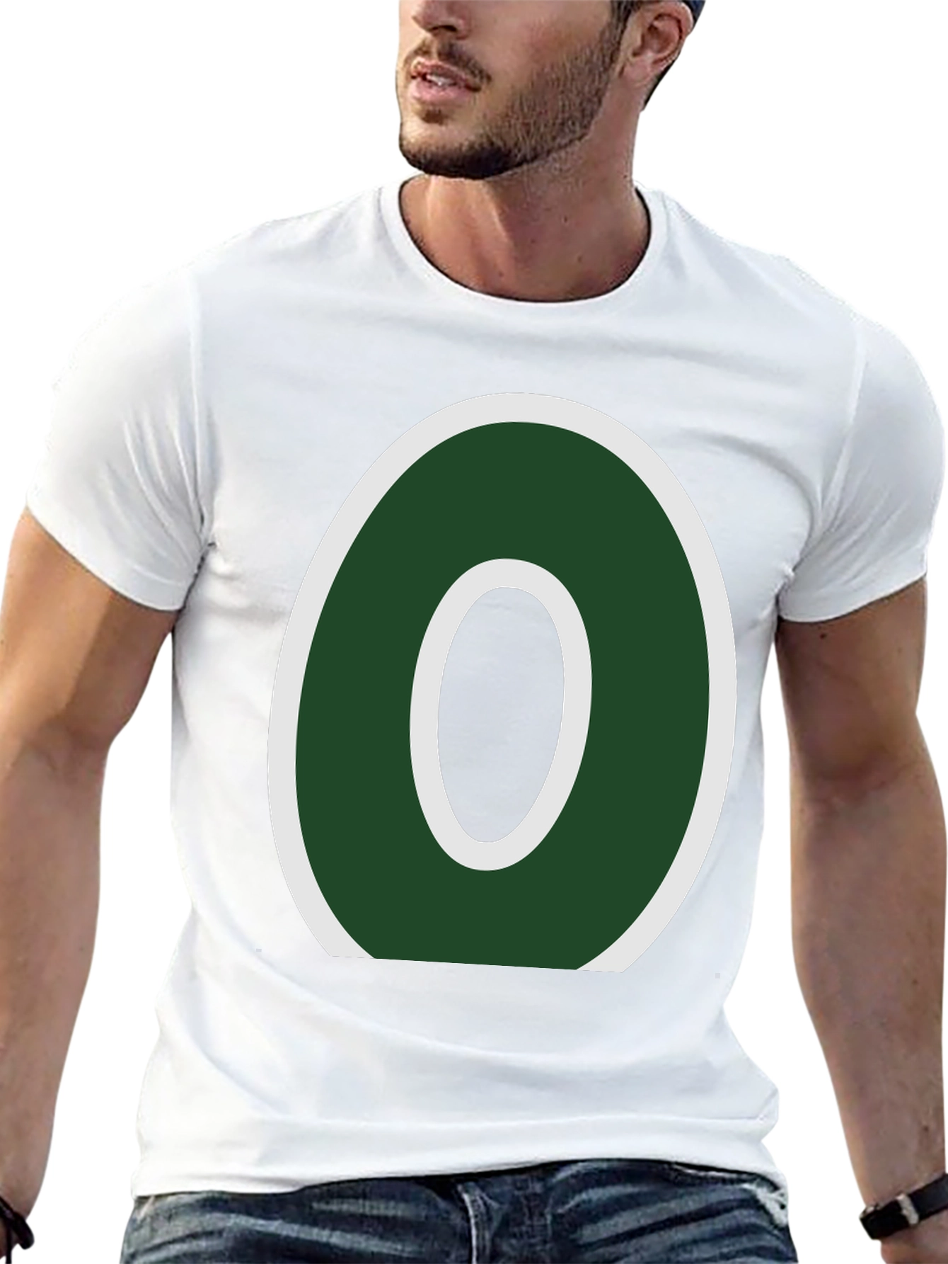 Letter O Graphic Tee - Casual Black T-Shirt