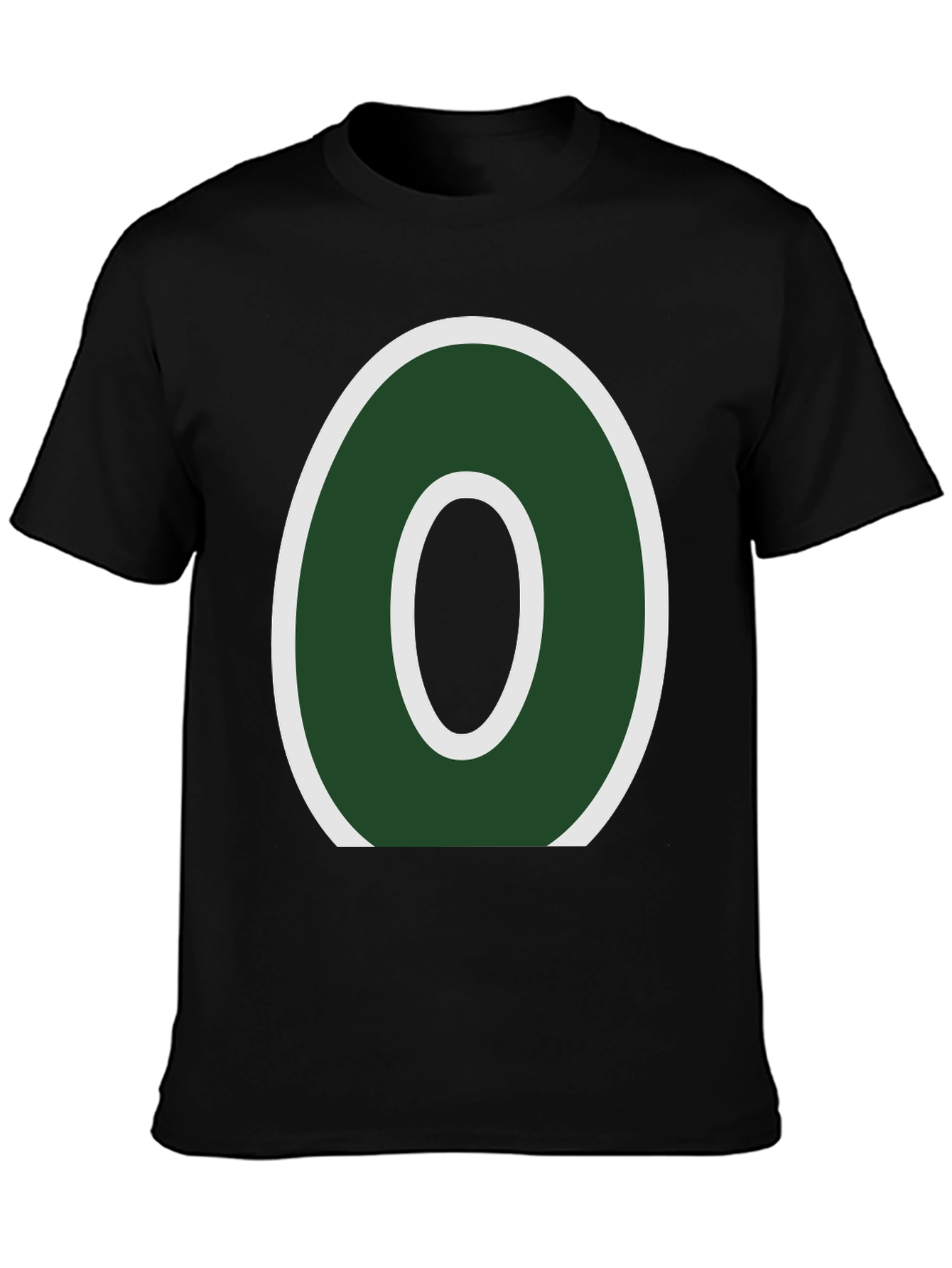 Letter O Graphic Tee - Casual Black T-Shirt