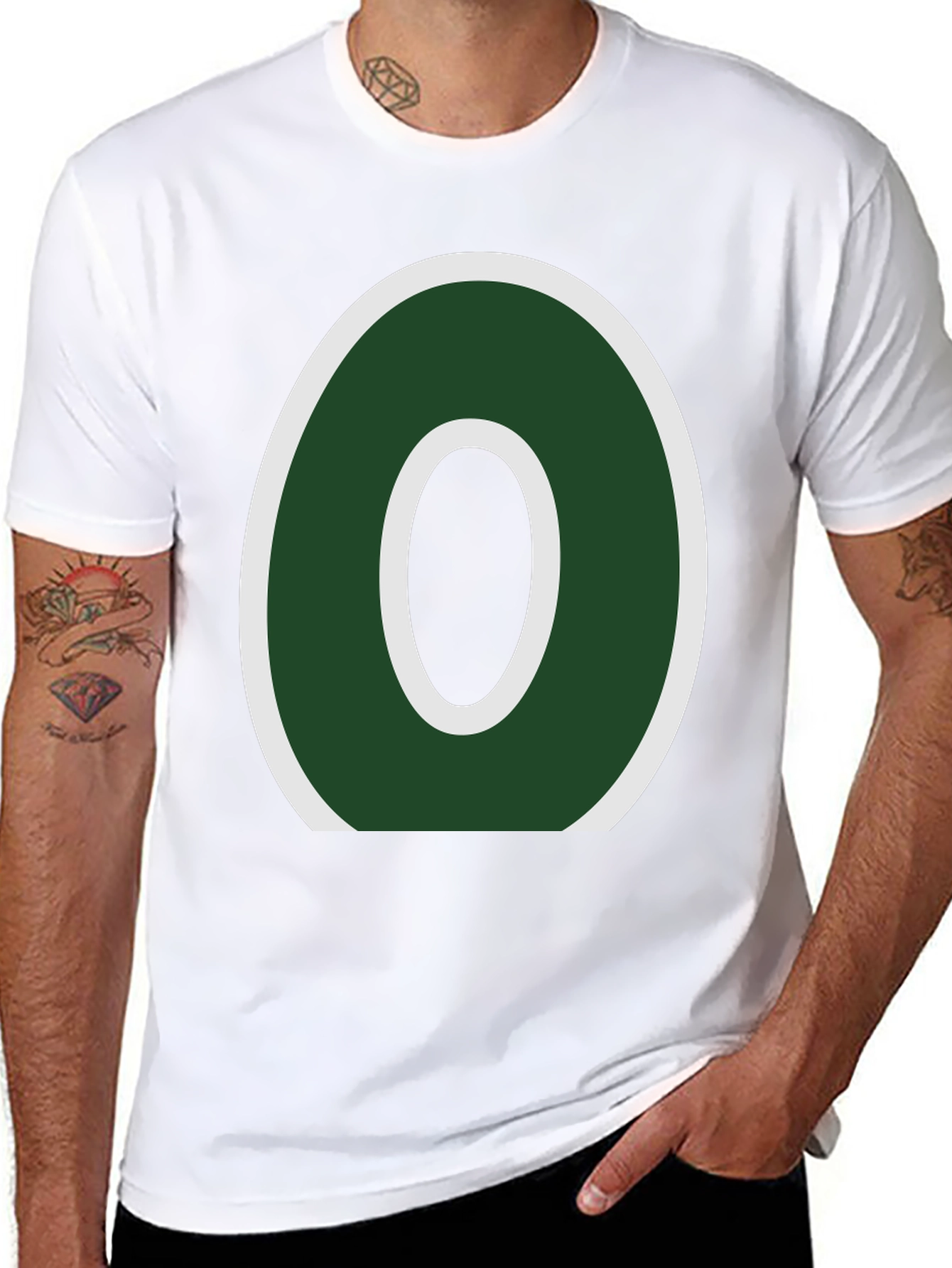 Letter O Graphic Tee - Casual Black T-Shirt