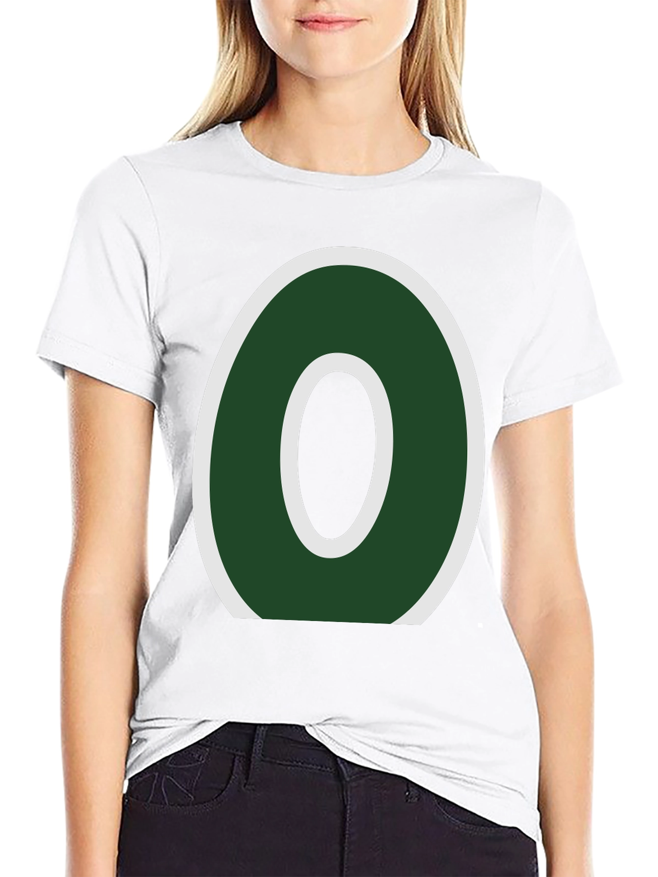Letter O Graphic Tee - Casual Black T-Shirt